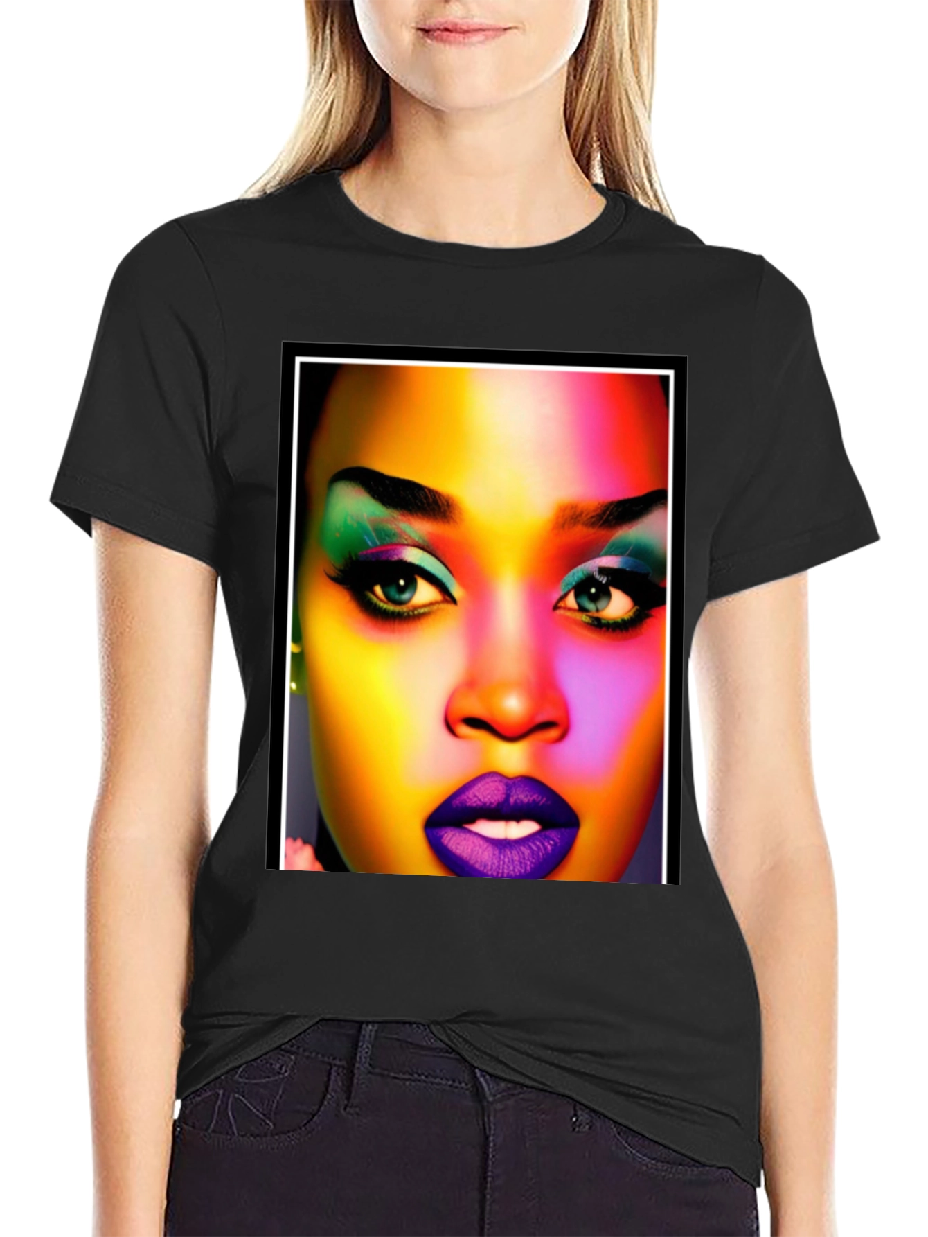 Vibrant Face Graphic Tee - Bold & Colorful