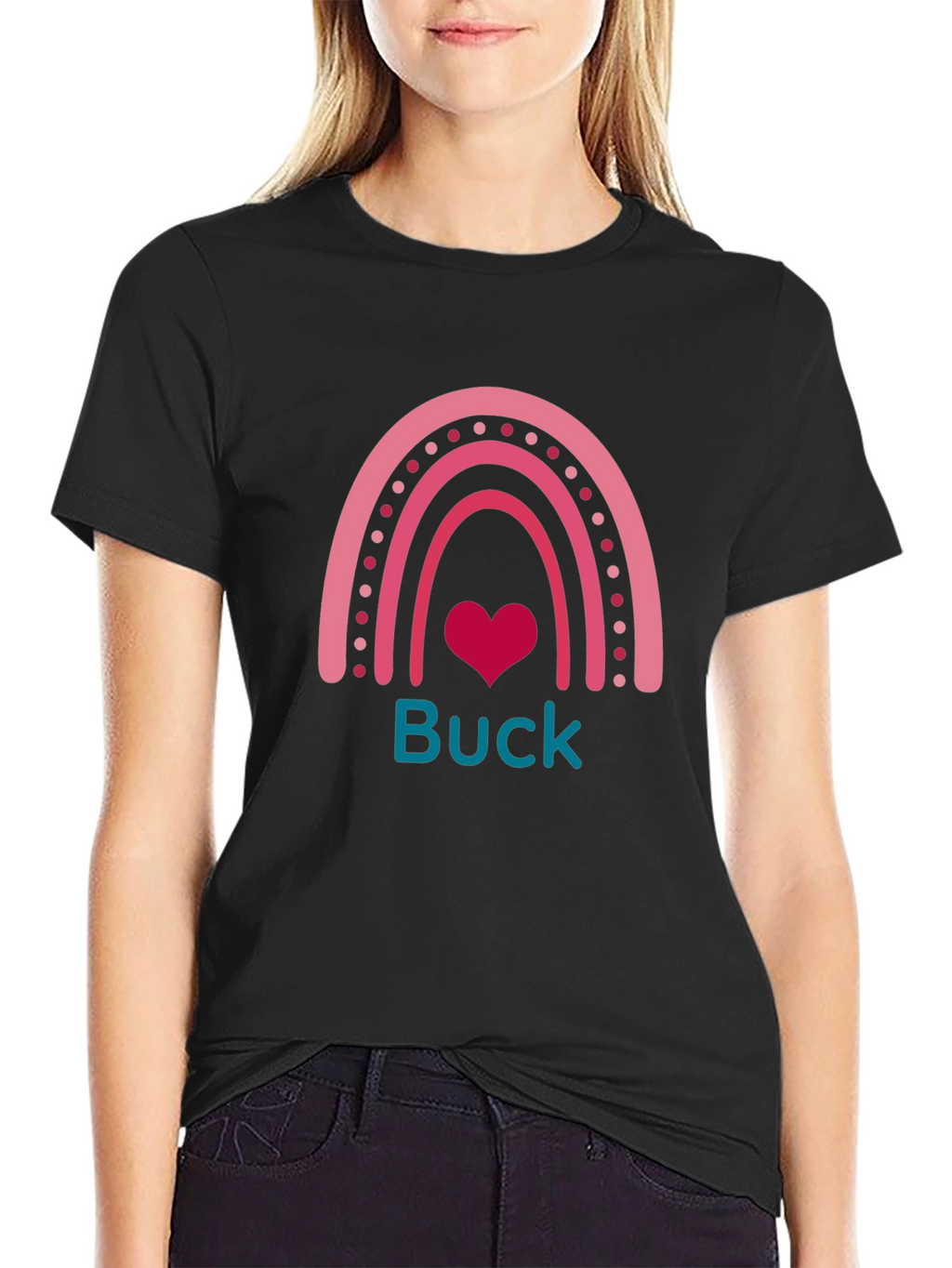 Buck Rainbow Heart T-Shirt - Black