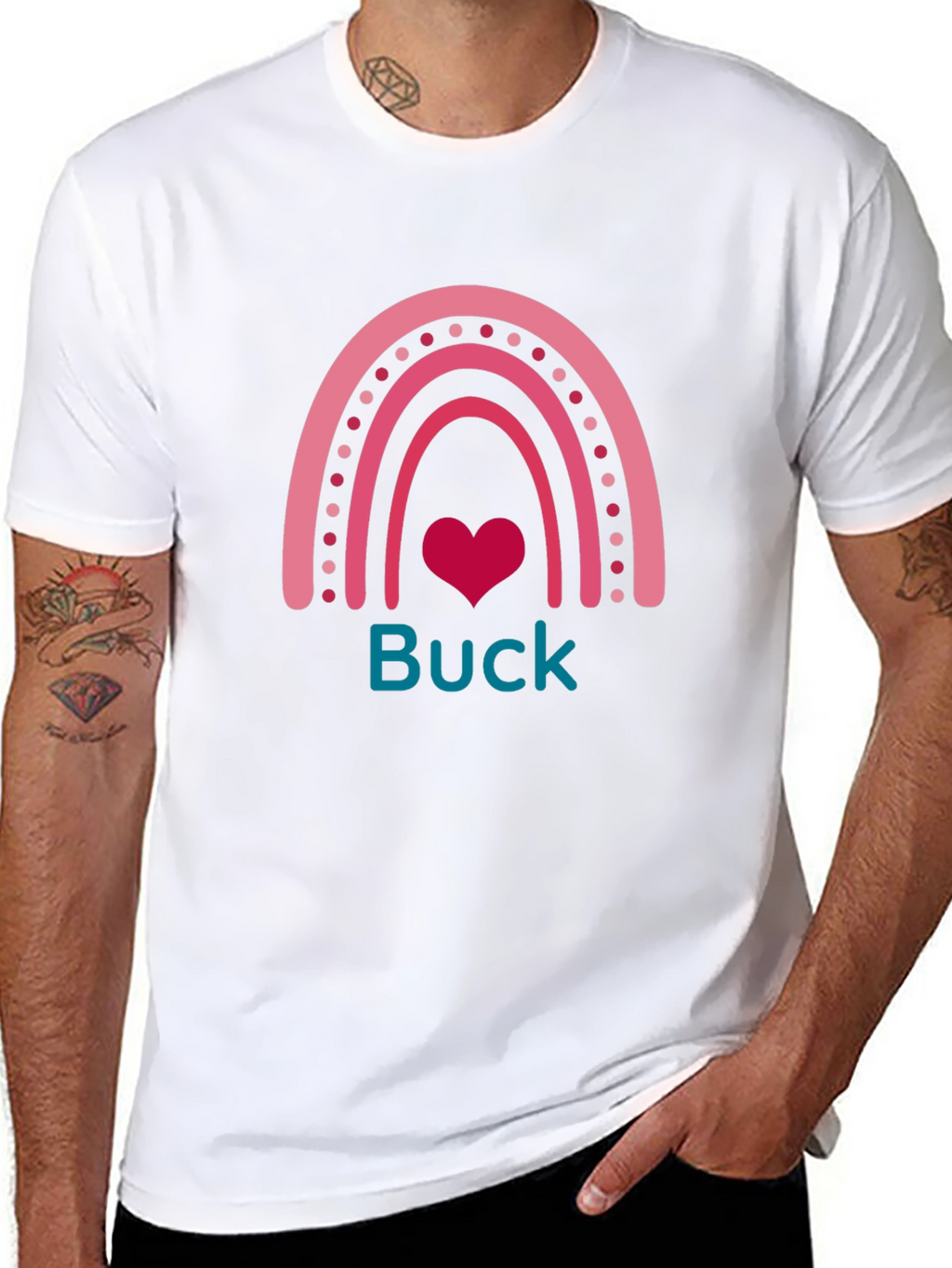 Buck Rainbow Heart T-Shirt - Black