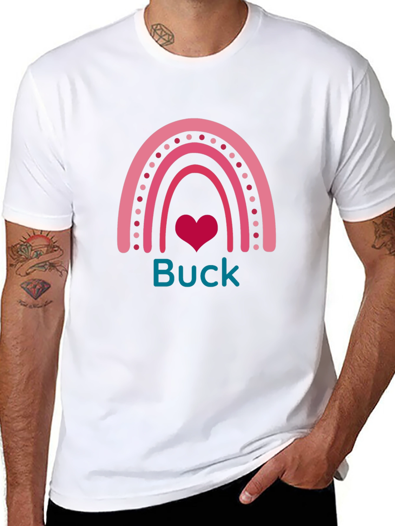 Buck Rainbow Heart T-Shirt - Black