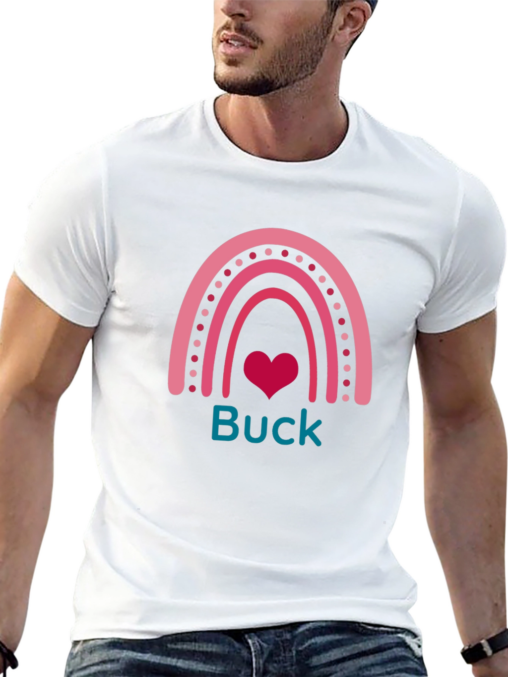 Buck Rainbow Heart T-Shirt - Black
