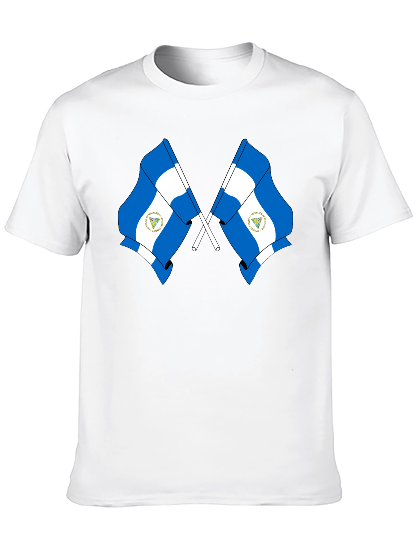 Nicaragua Flag T-Shirt - Black Cotton Tee
