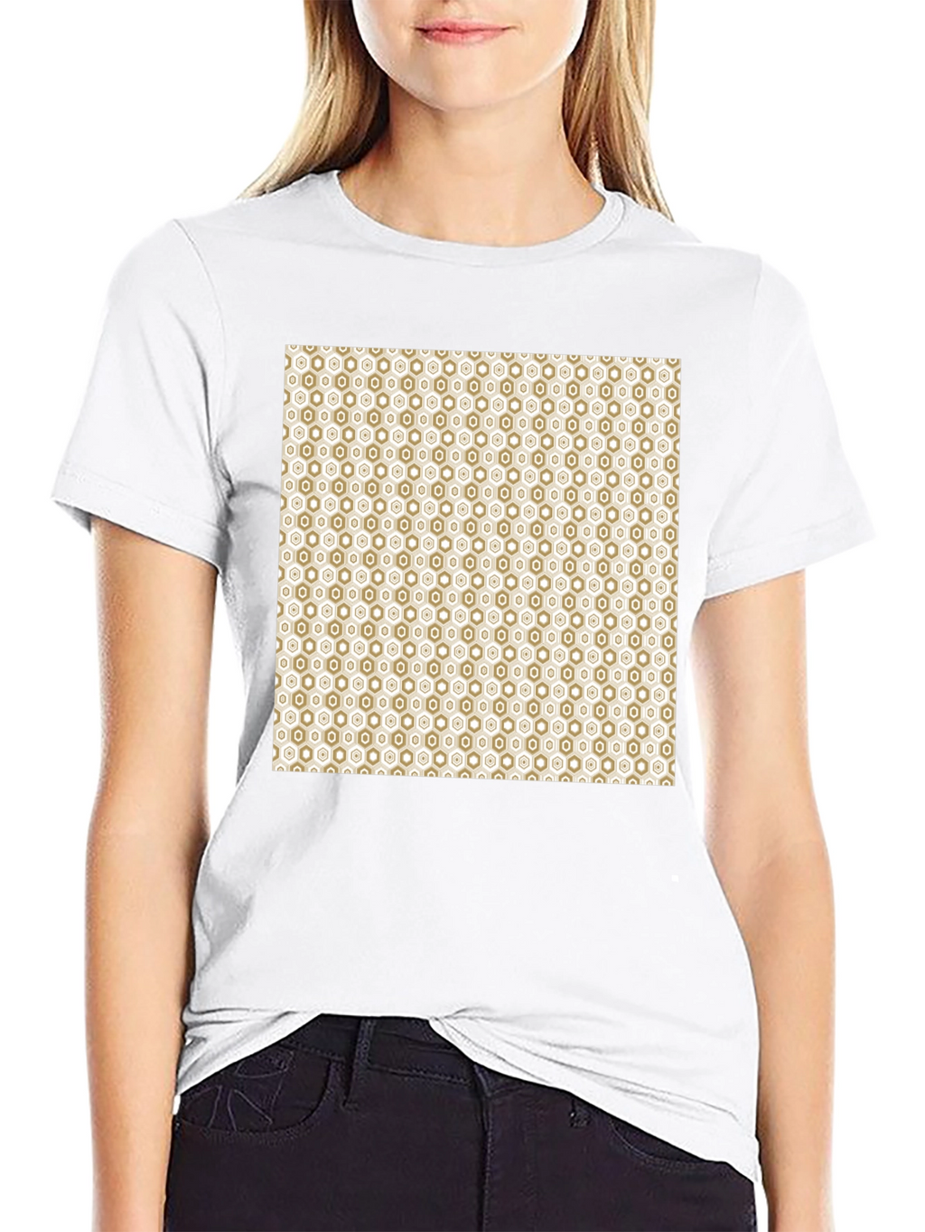 Geometric Pattern Black Cotton Tee