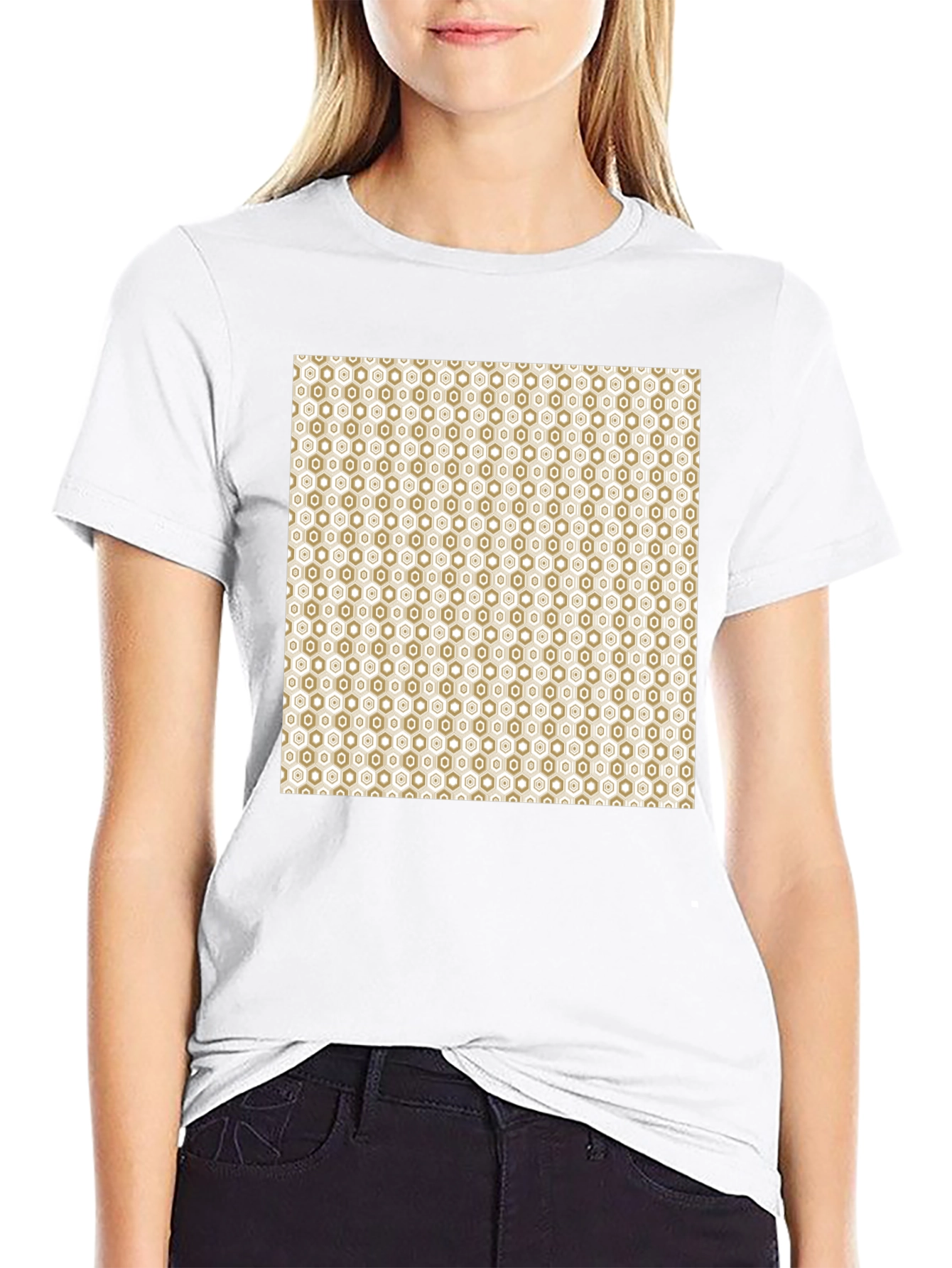 Geometric Pattern Black Cotton Tee