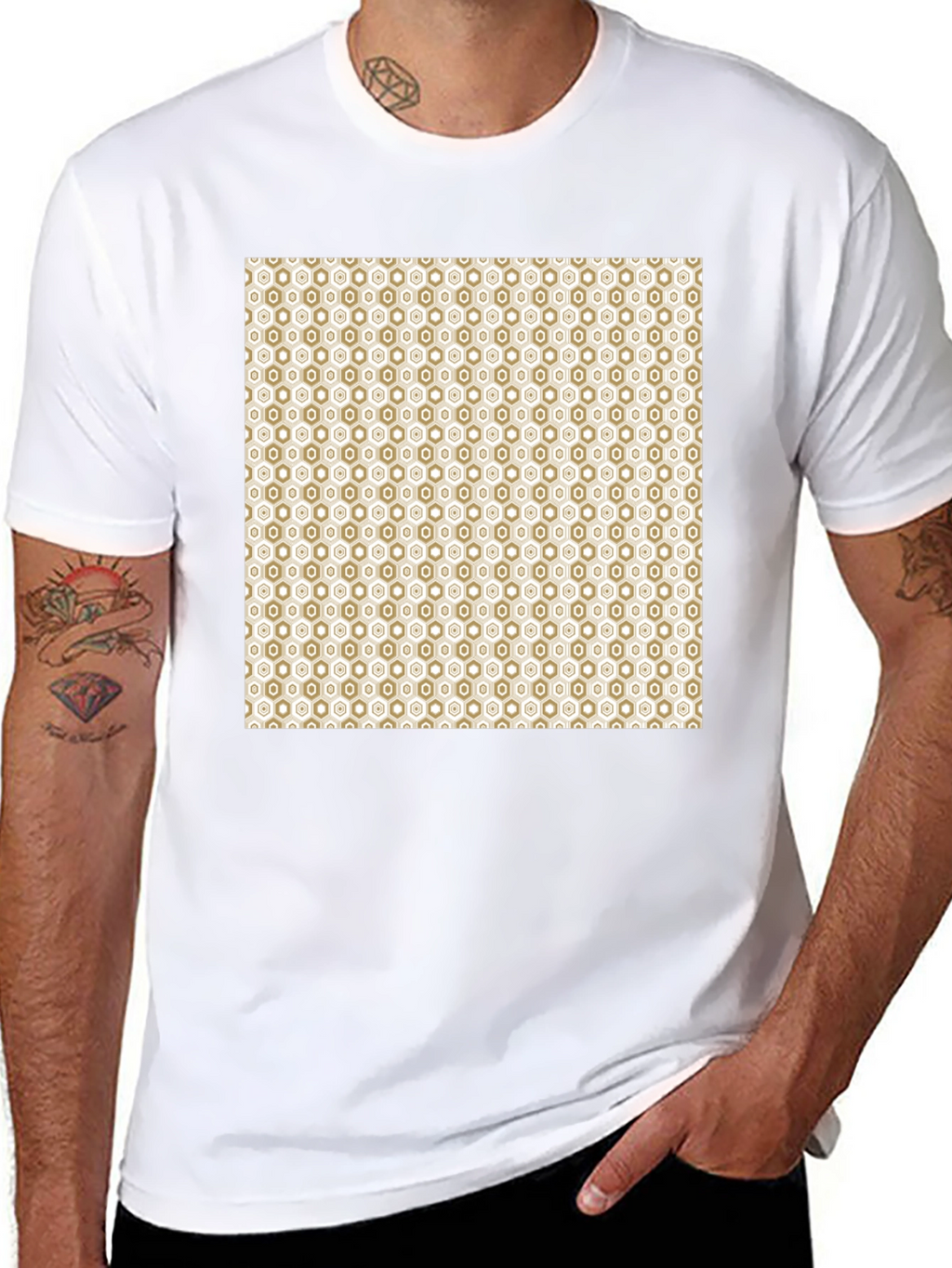 Geometric Pattern Black Cotton Tee