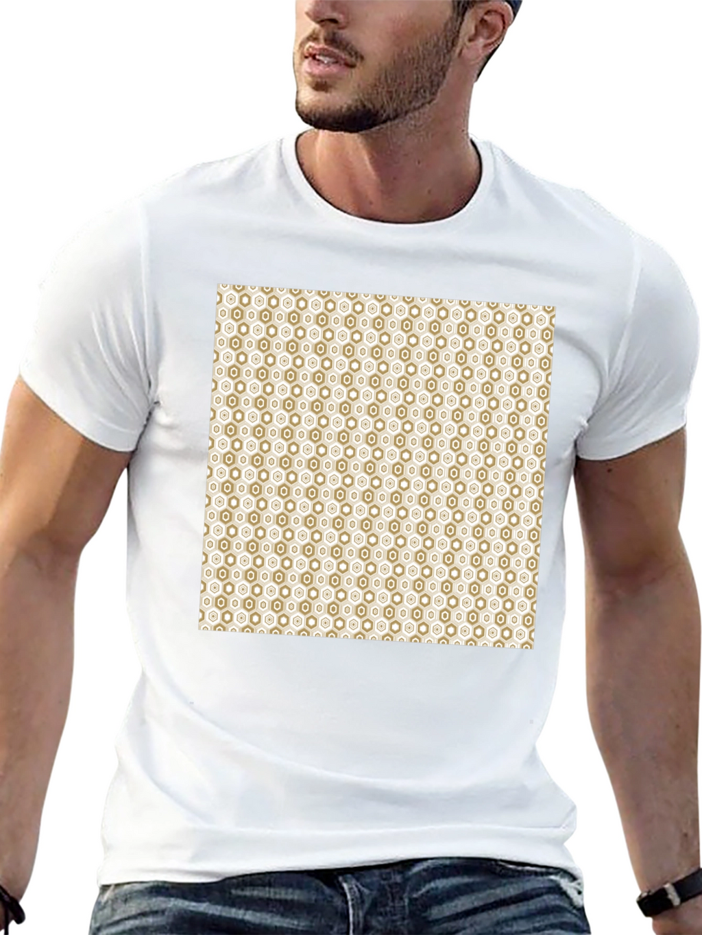 Geometric Pattern Black Cotton Tee