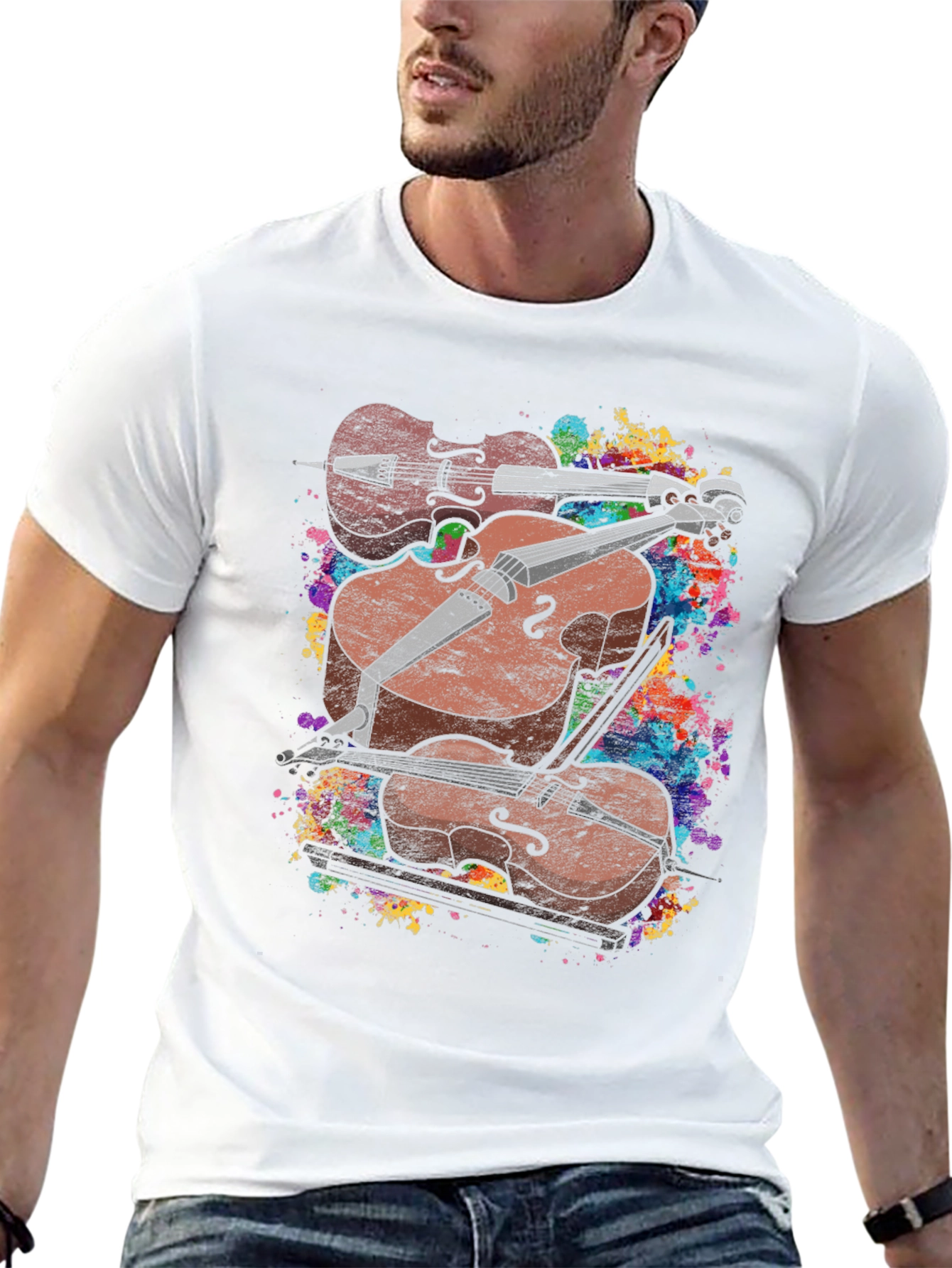 Musical T-Shirt - Stacked Violins Graphic Tee