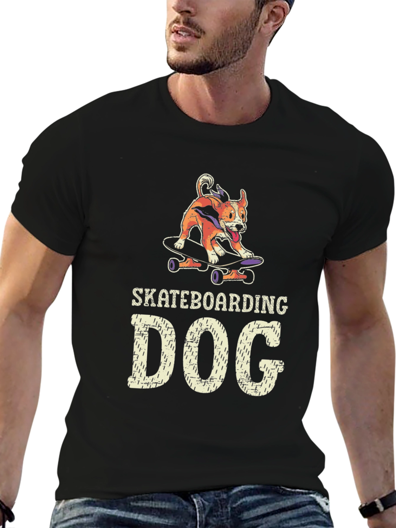 Skateboarding Dog Graphic Tee - Unique Dog Lover T-Shirt