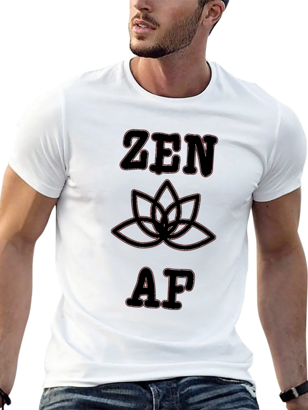 Zen AF Black T-Shirt - Lotus Flower Design