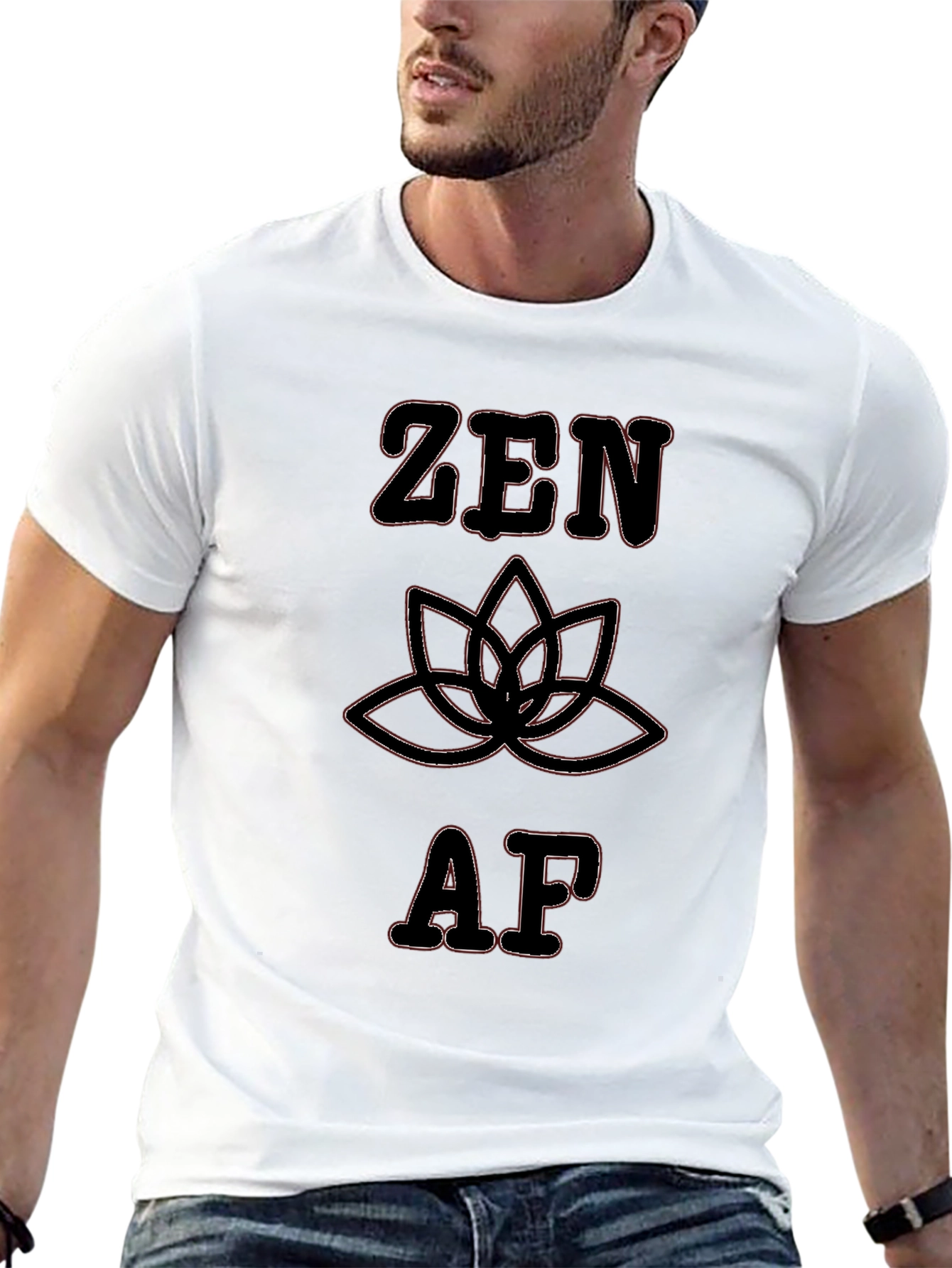 Zen AF Black T-Shirt - Lotus Flower Design