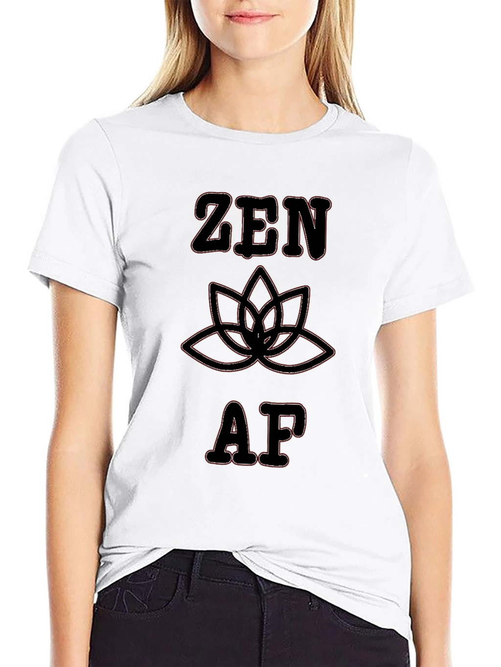 Zen AF Black T-Shirt - Lotus Flower Design