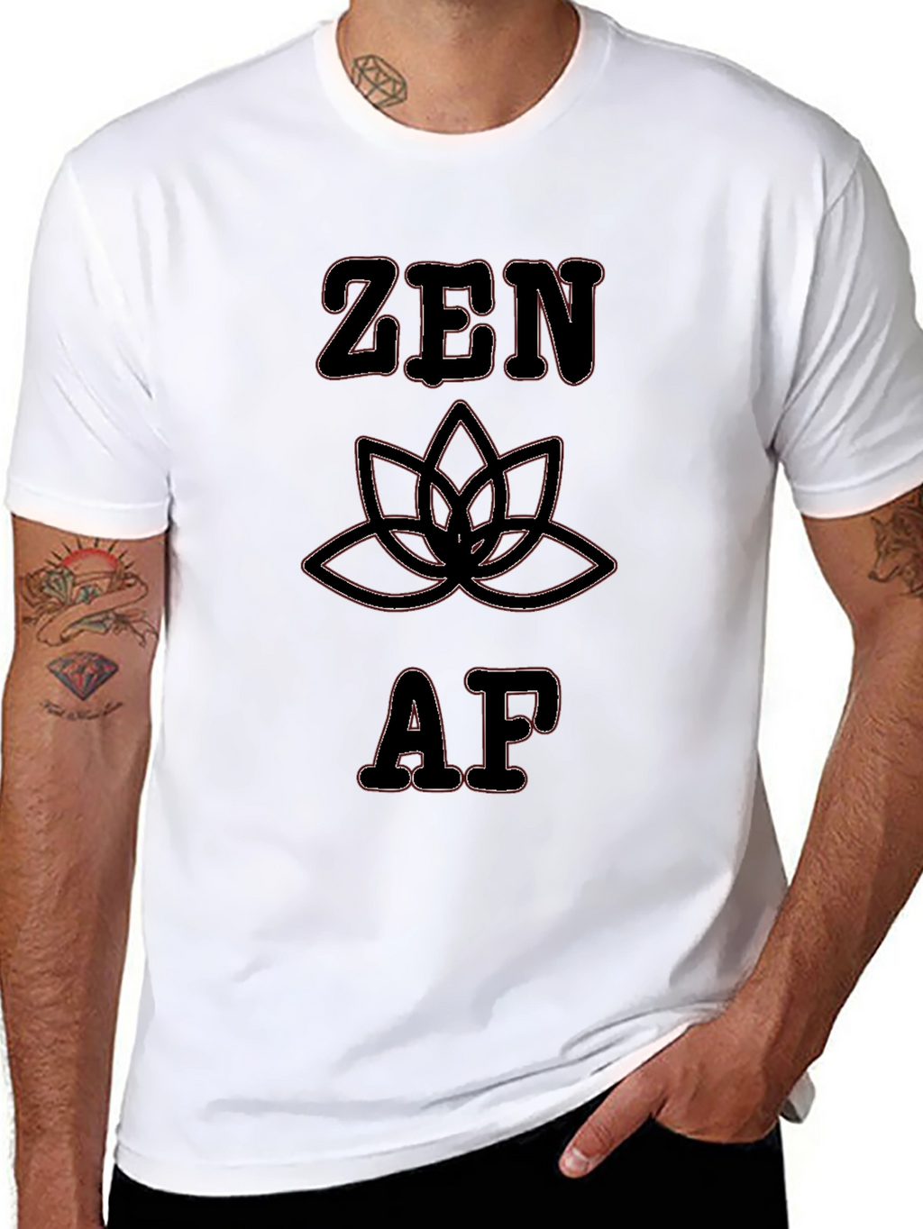 Zen AF Black T-Shirt - Lotus Flower Design