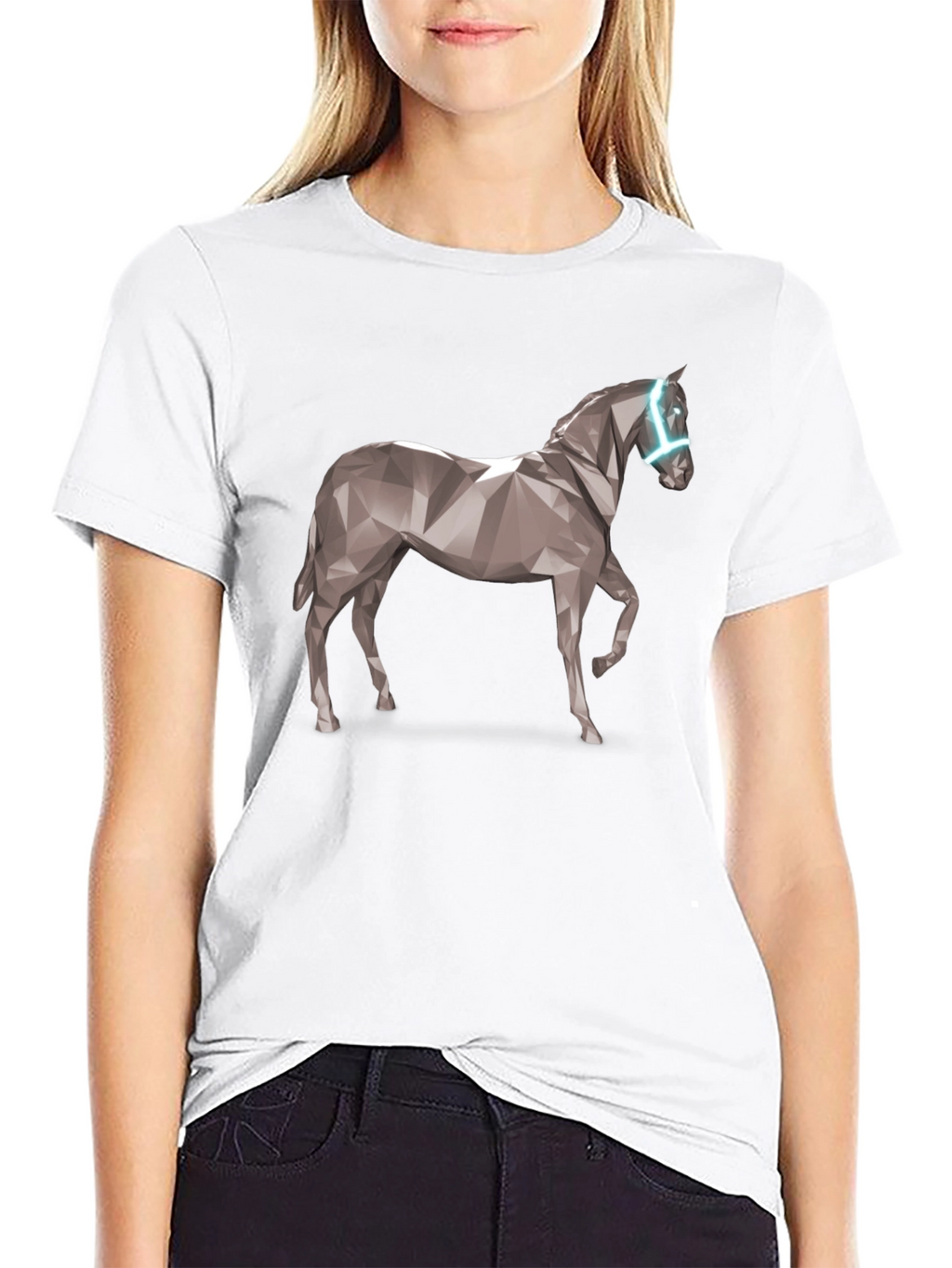 Geometric Horse Graphic Tee - Black