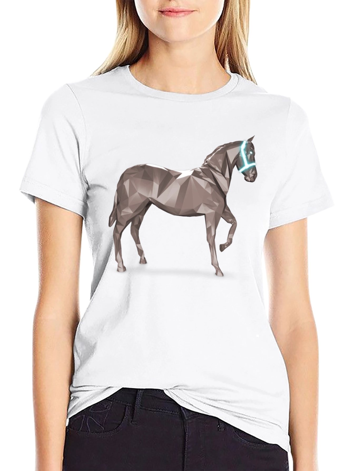 Geometric Horse Graphic Tee - Black