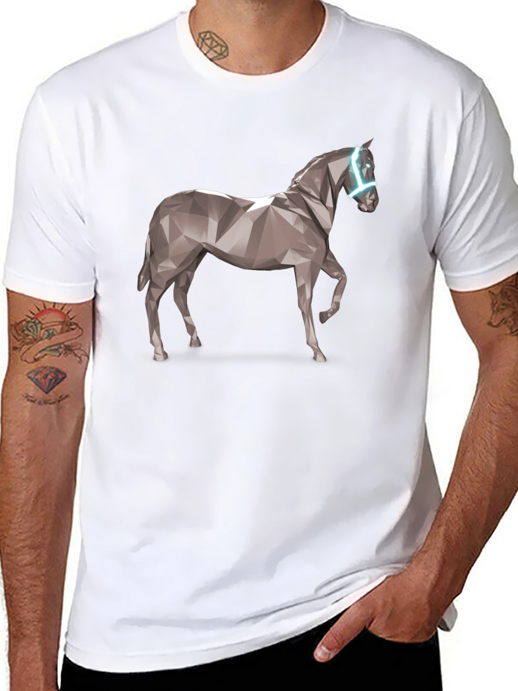 Geometric Horse Graphic Tee - Black