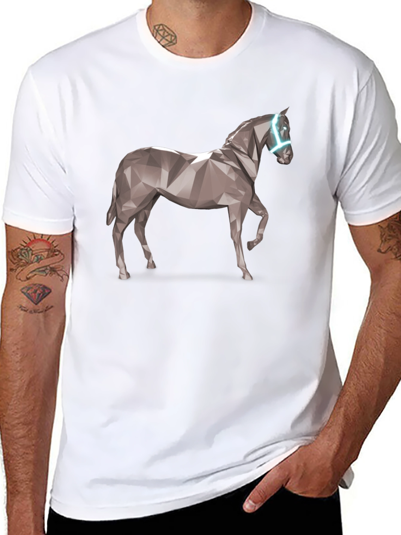 Geometric Horse Graphic Tee - Black