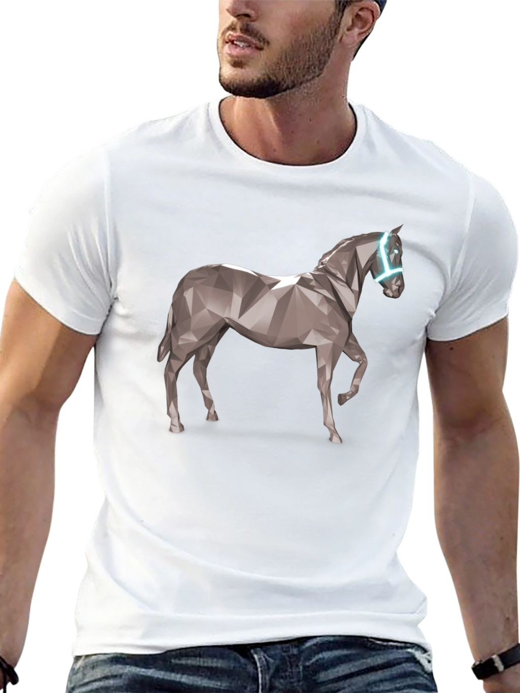 Geometric Horse Graphic Tee - Black