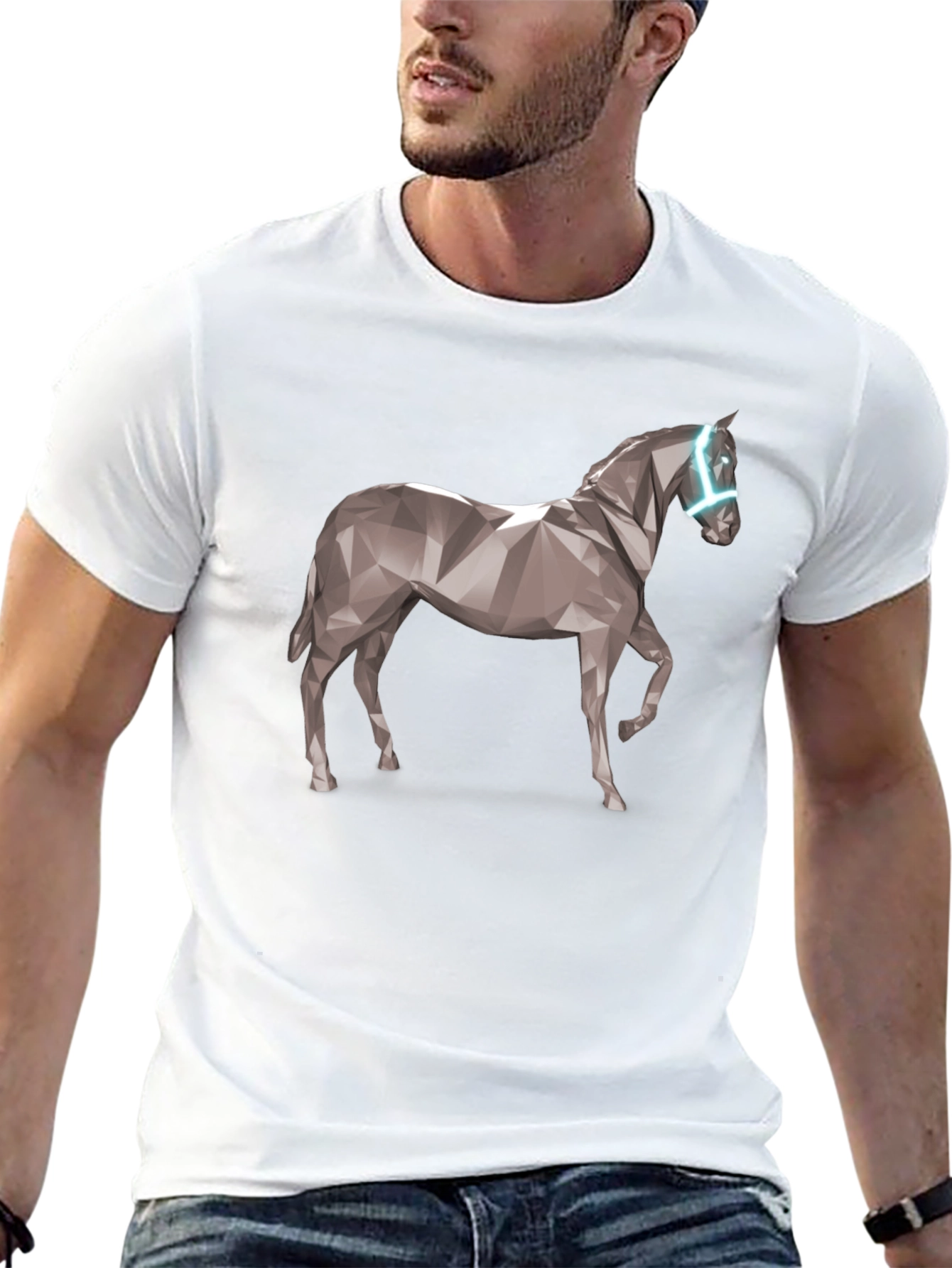 Geometric Horse Graphic Tee - Black
