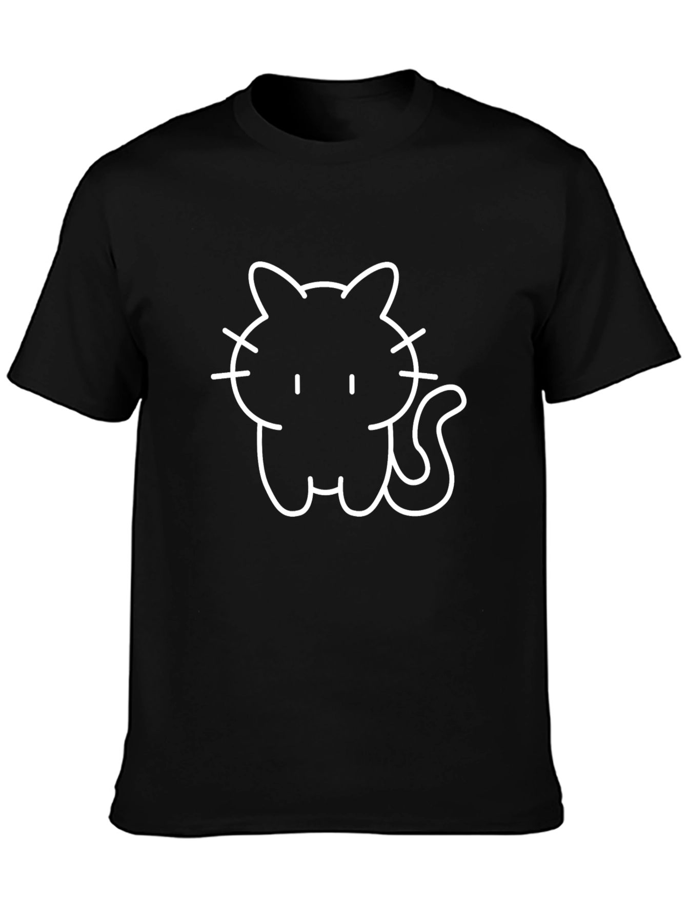 Black T-Shirt with Cute Cat Graphic