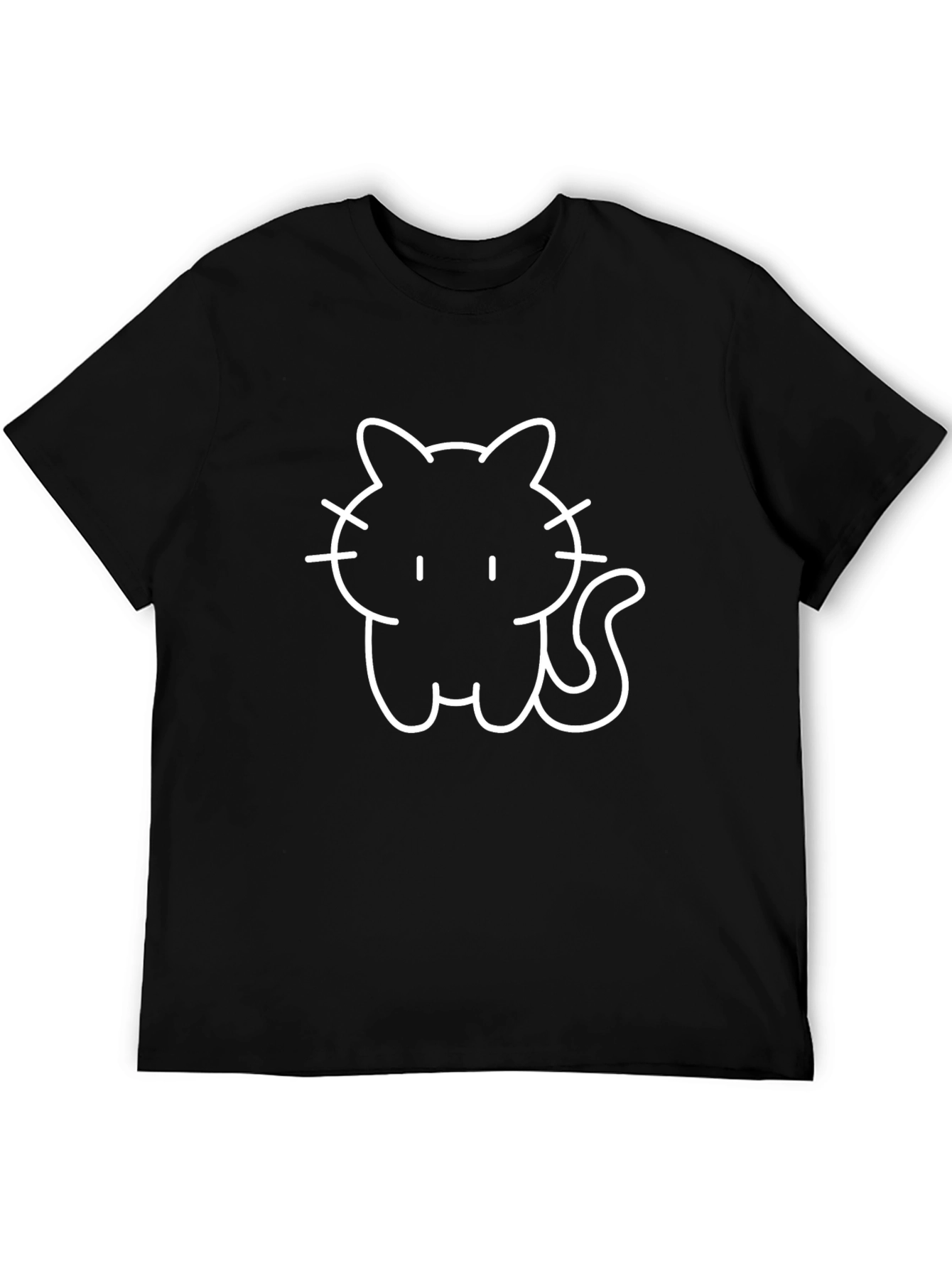 Black T-Shirt with Cute Cat Graphic