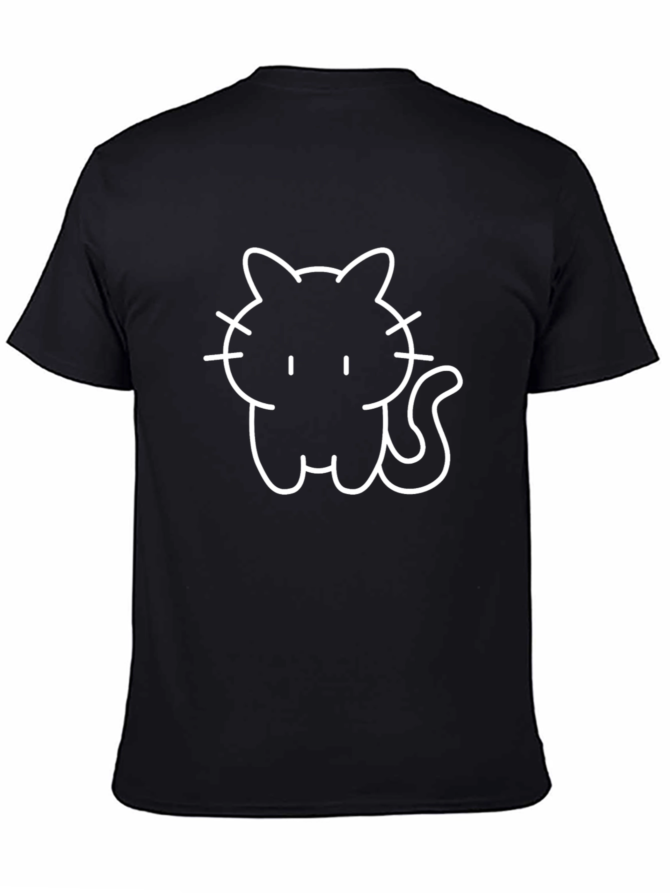 Black T-Shirt with Cute Cat Graphic