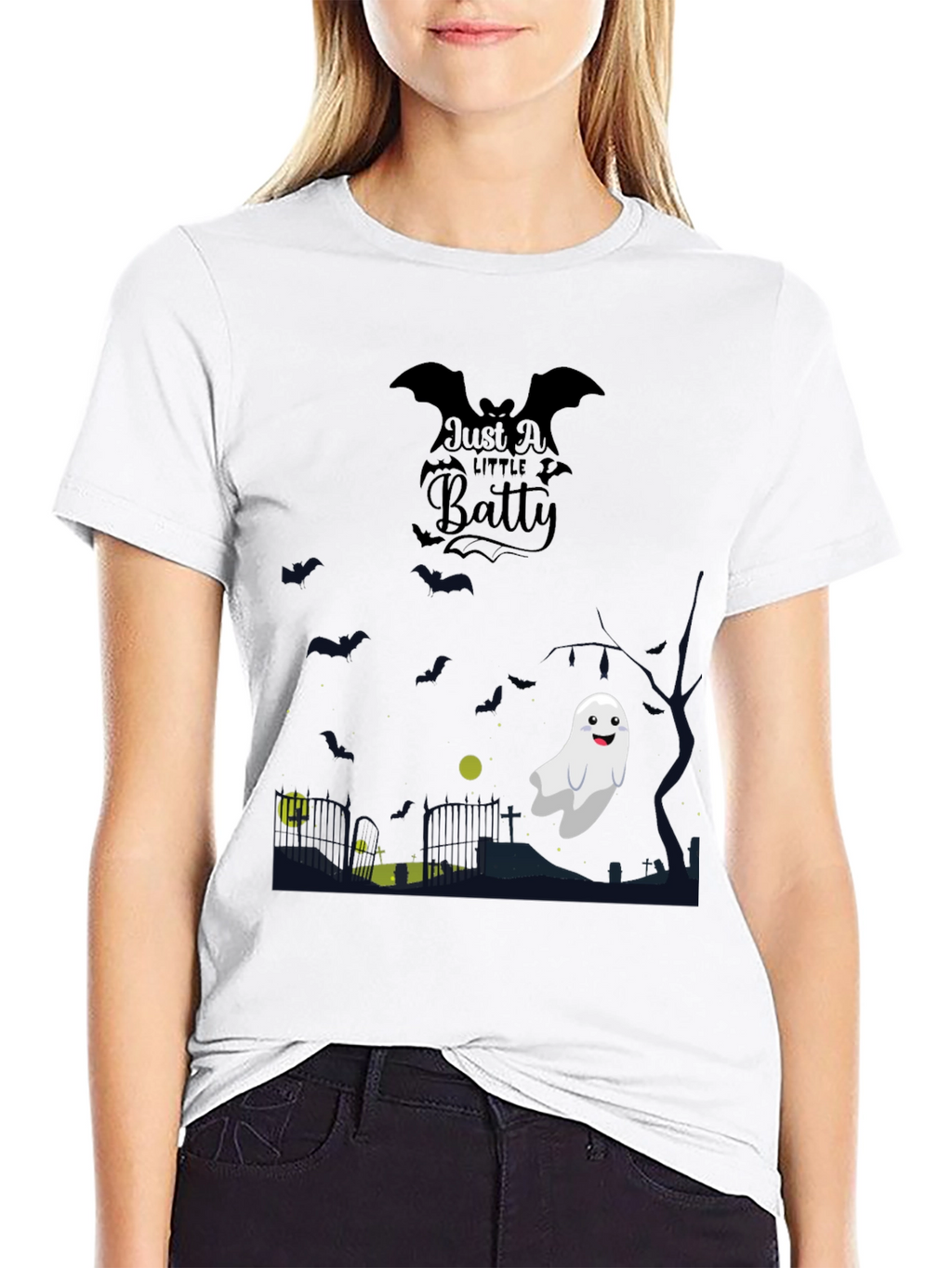 Halloween Batty Ghost Graphic Tee