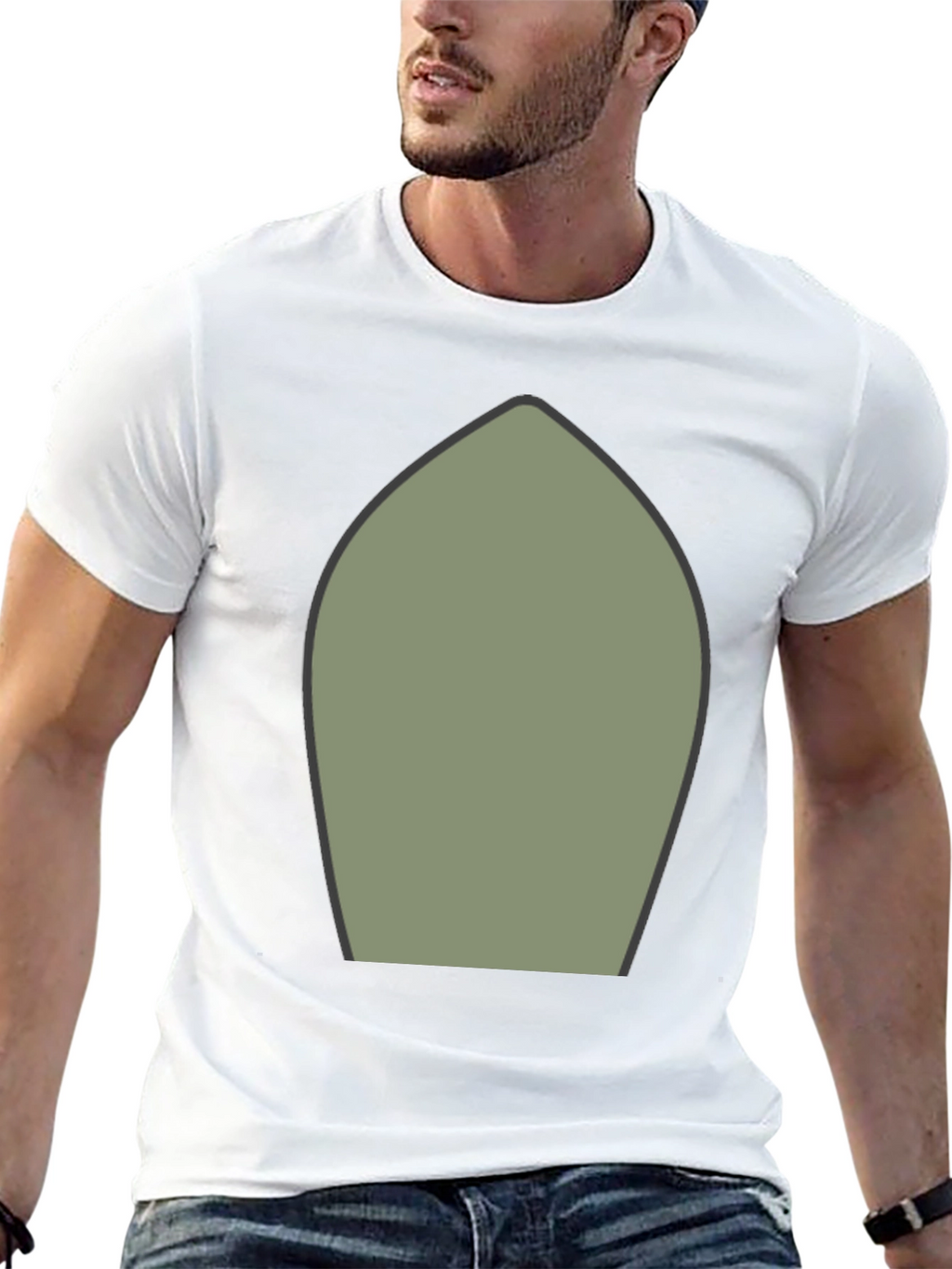 Abstract Olive Green Shape Black T-Shirt