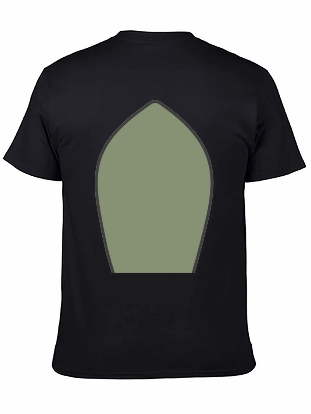 Abstract Olive Green Shape Black T-Shirt
