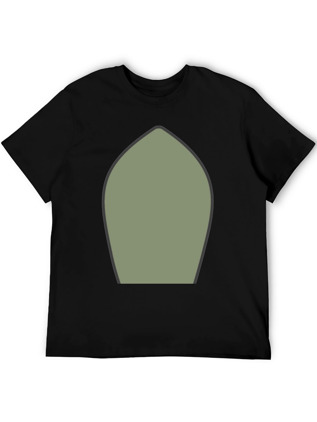 Abstract Olive Green Shape Black T-Shirt