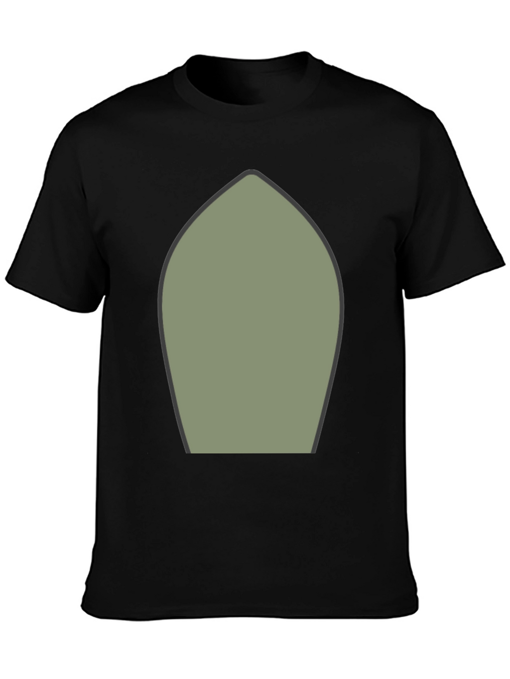 Abstract Olive Green Shape Black T-Shirt