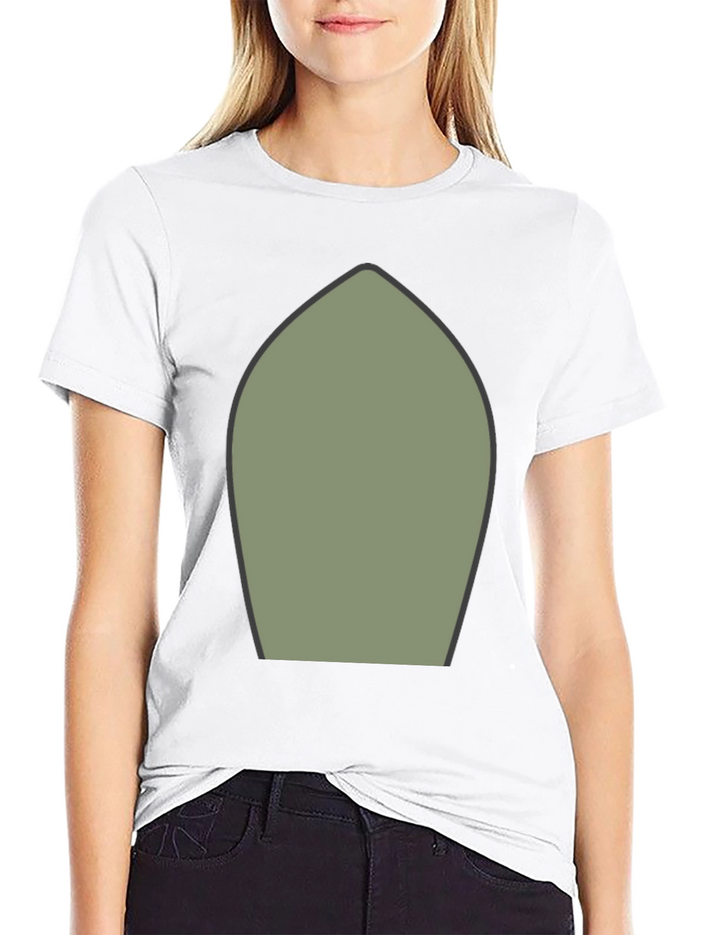 Abstract Olive Green Shape Black T-Shirt