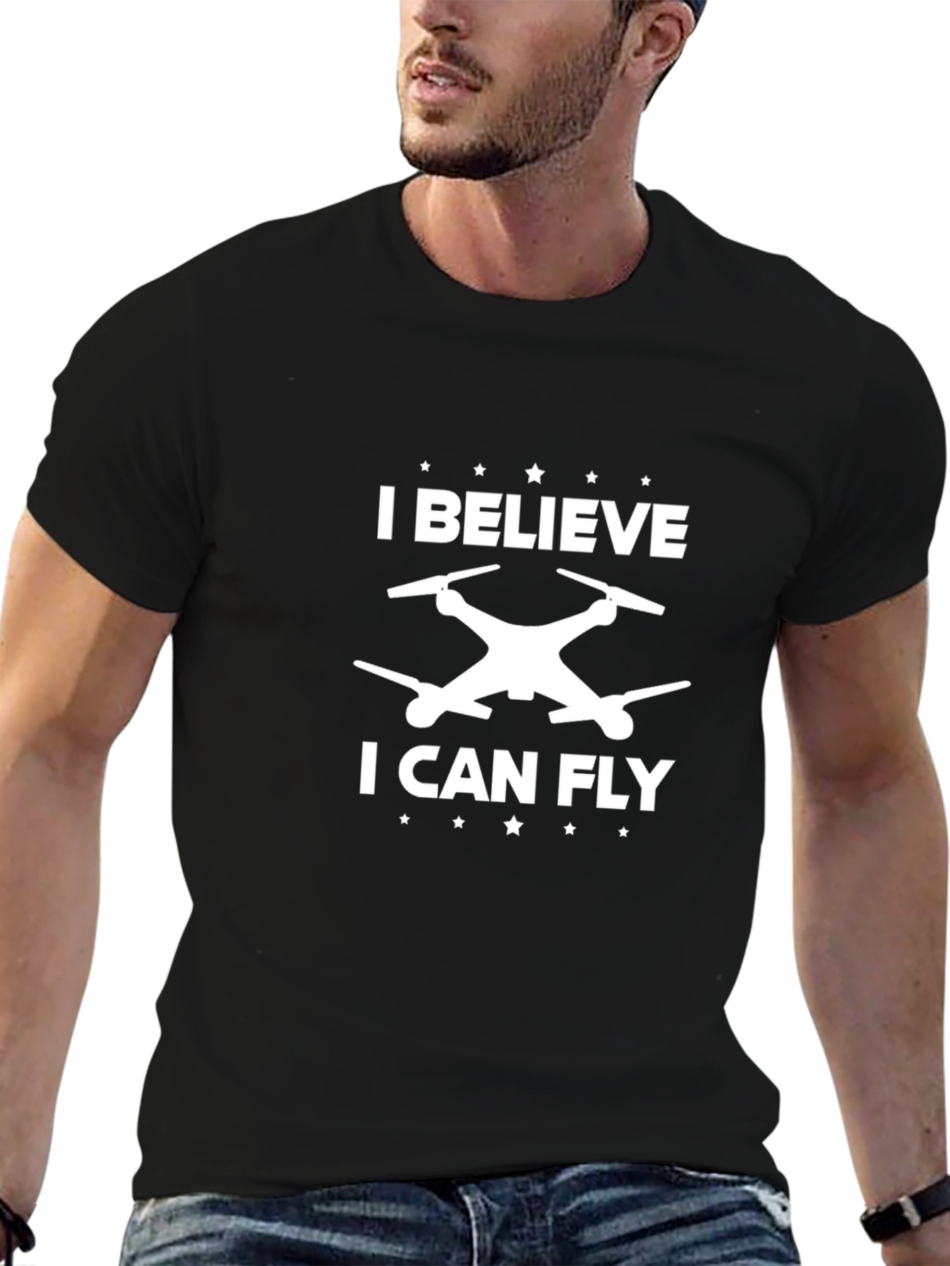 I Believe I Can Fly Drone Black T-Shirt