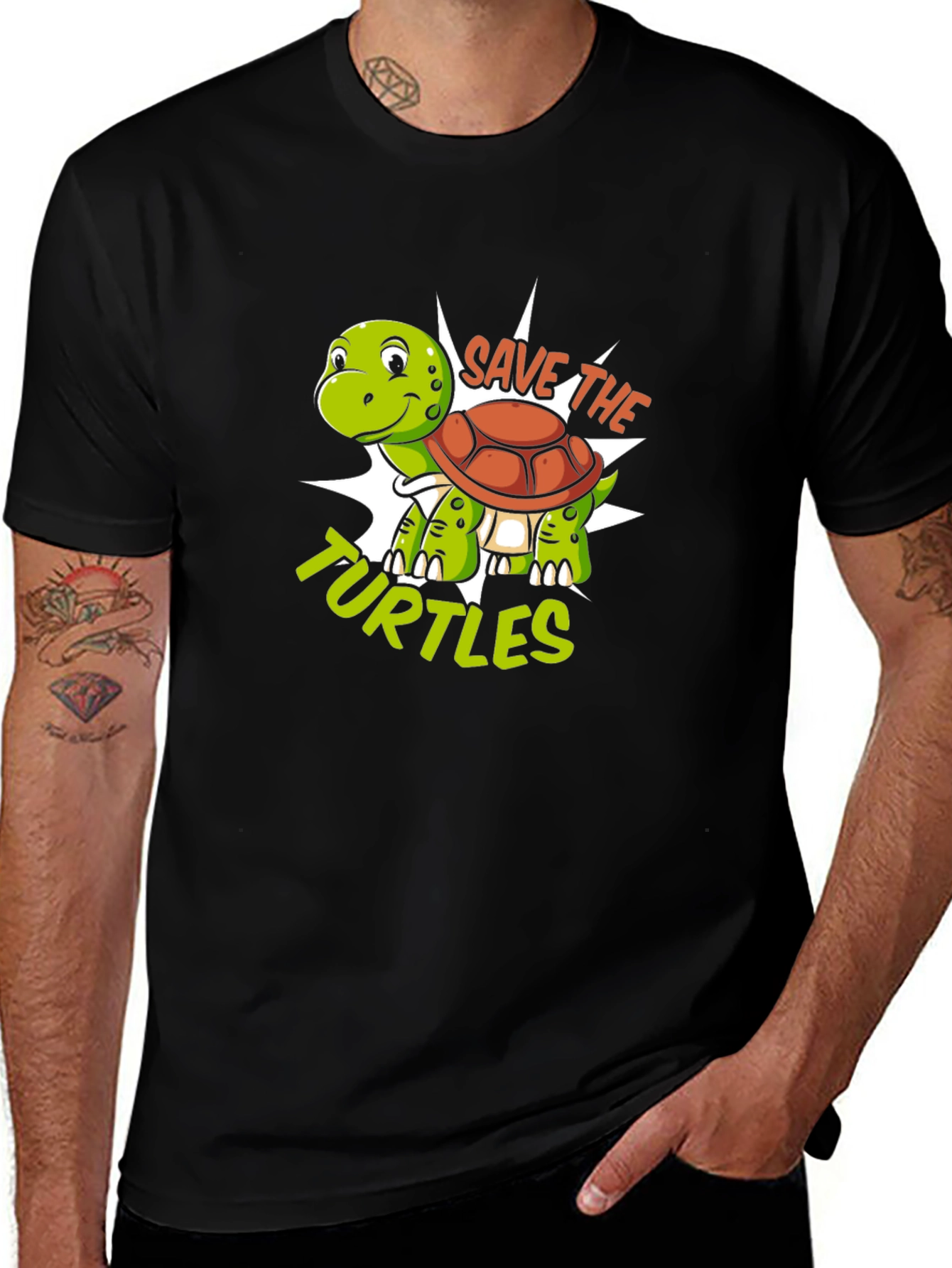 Save the Turtles Graphic Tee - Black