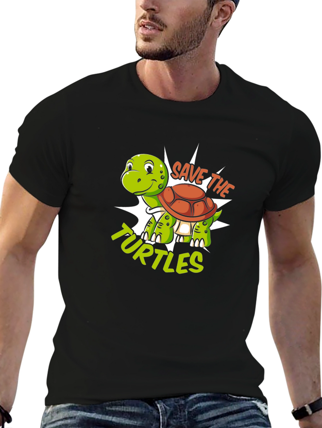 Save the Turtles Graphic Tee - Black
