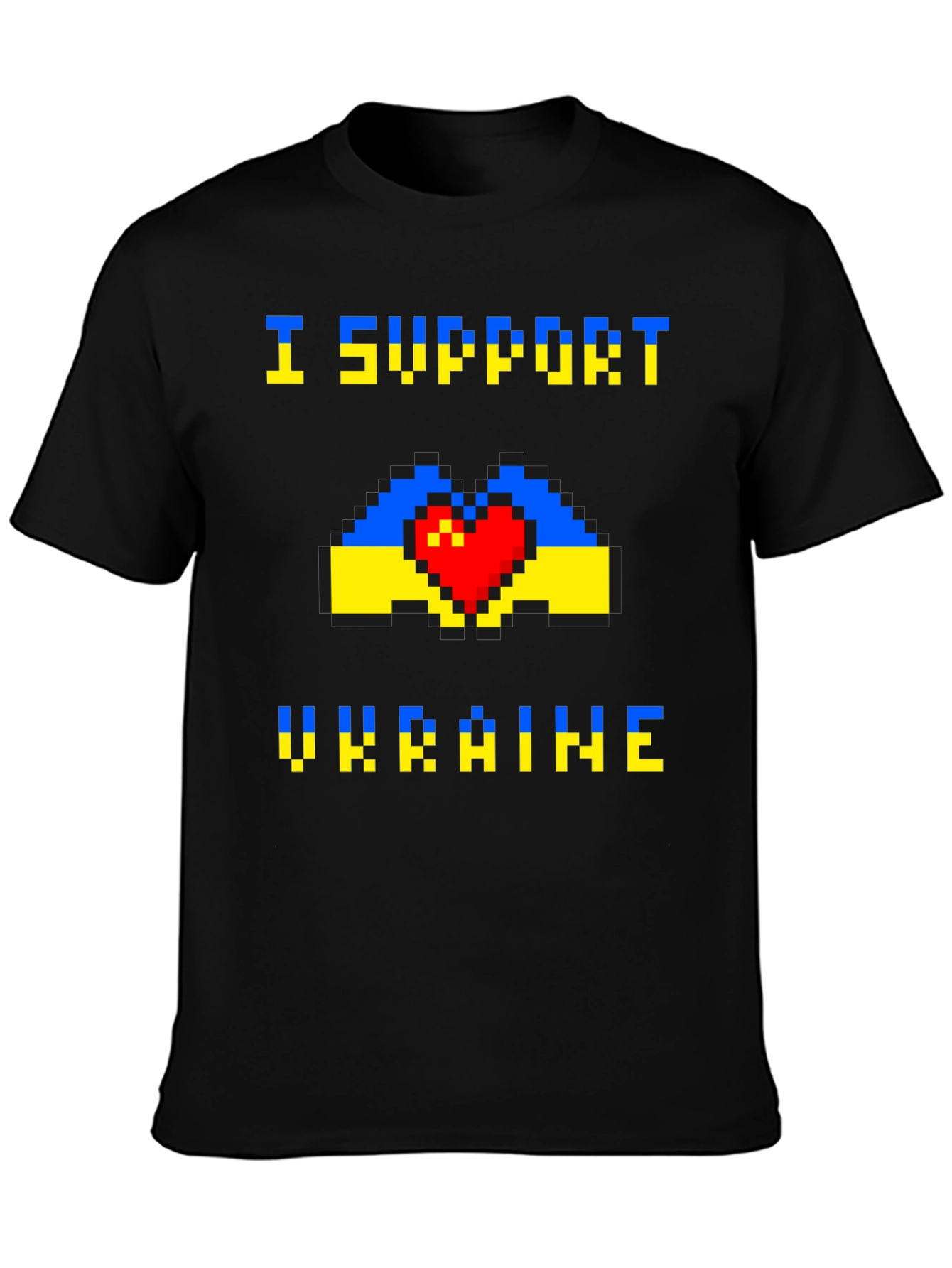 I Support Ukraine T-Shirt - Pixel Heart - Unisex