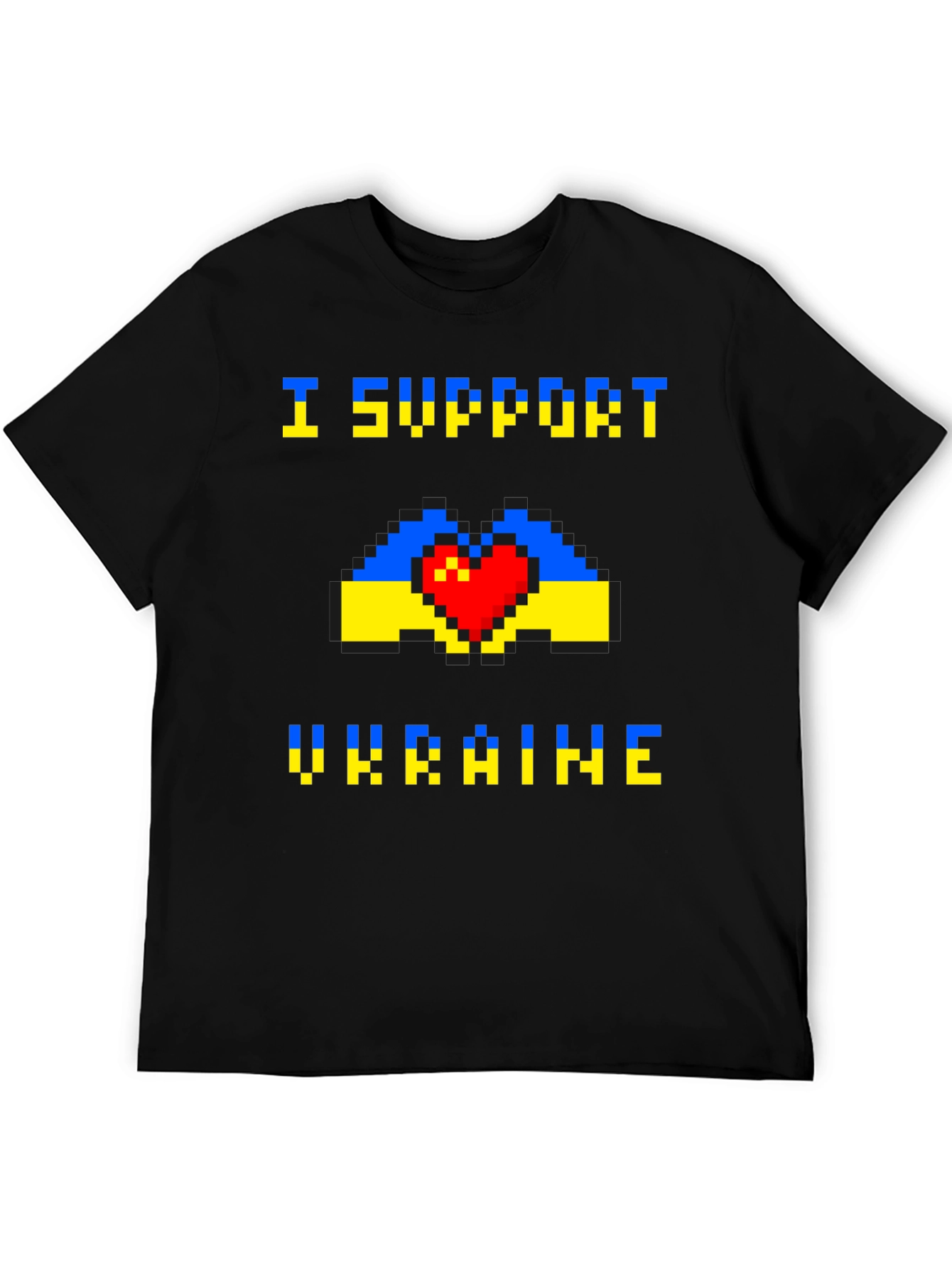 I Support Ukraine T-Shirt - Pixel Heart - Unisex