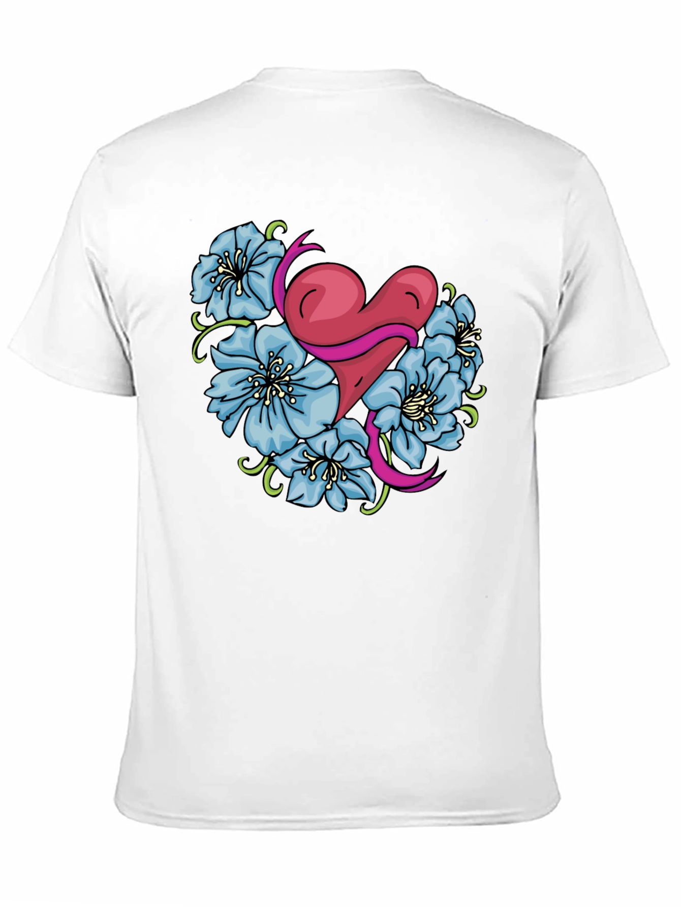Heart & Flowers Graphic Tee - Stylish Black Shirt