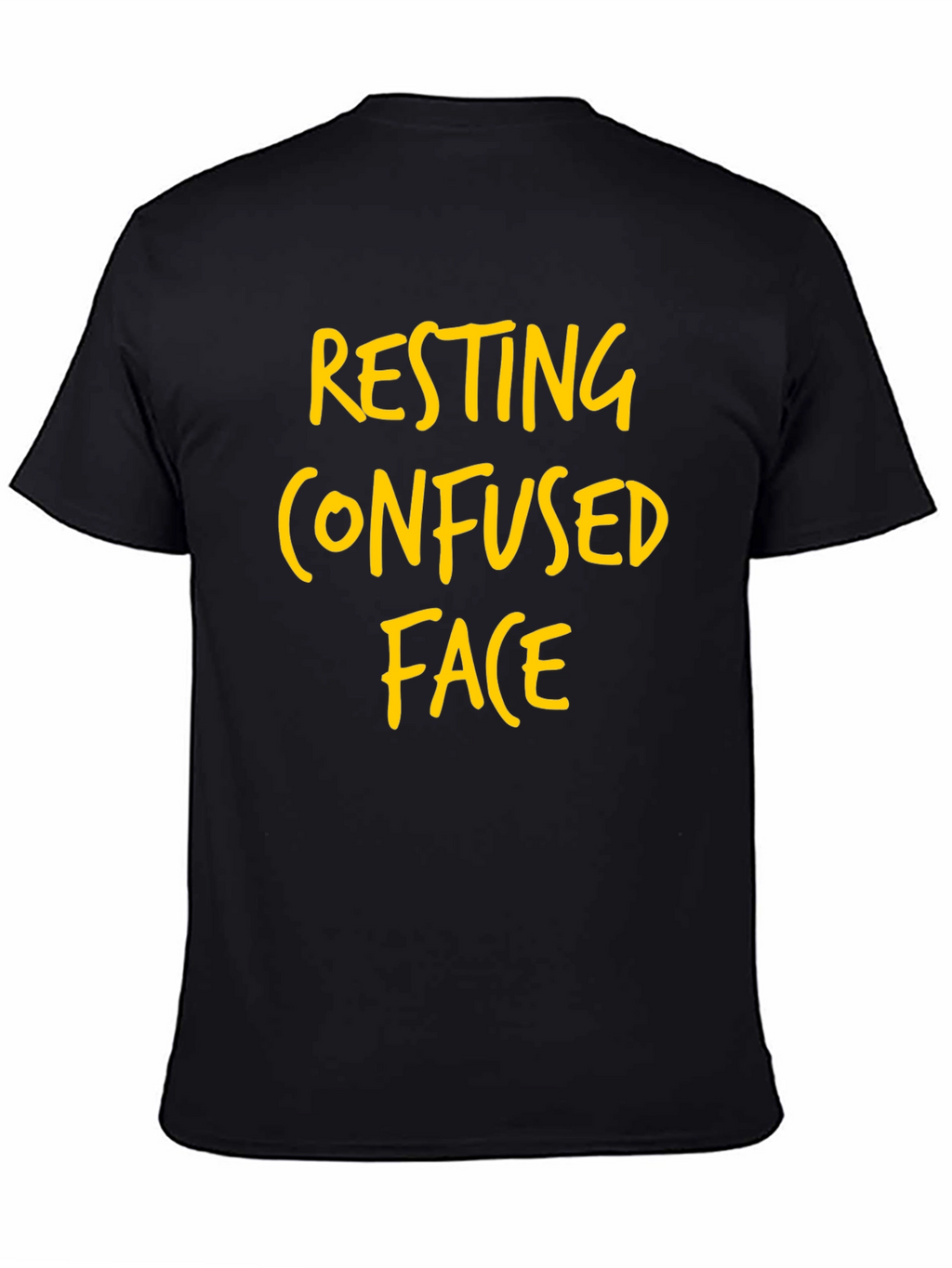 Resting Confused Face Graphic Tee - Black Cotton T-Shirt