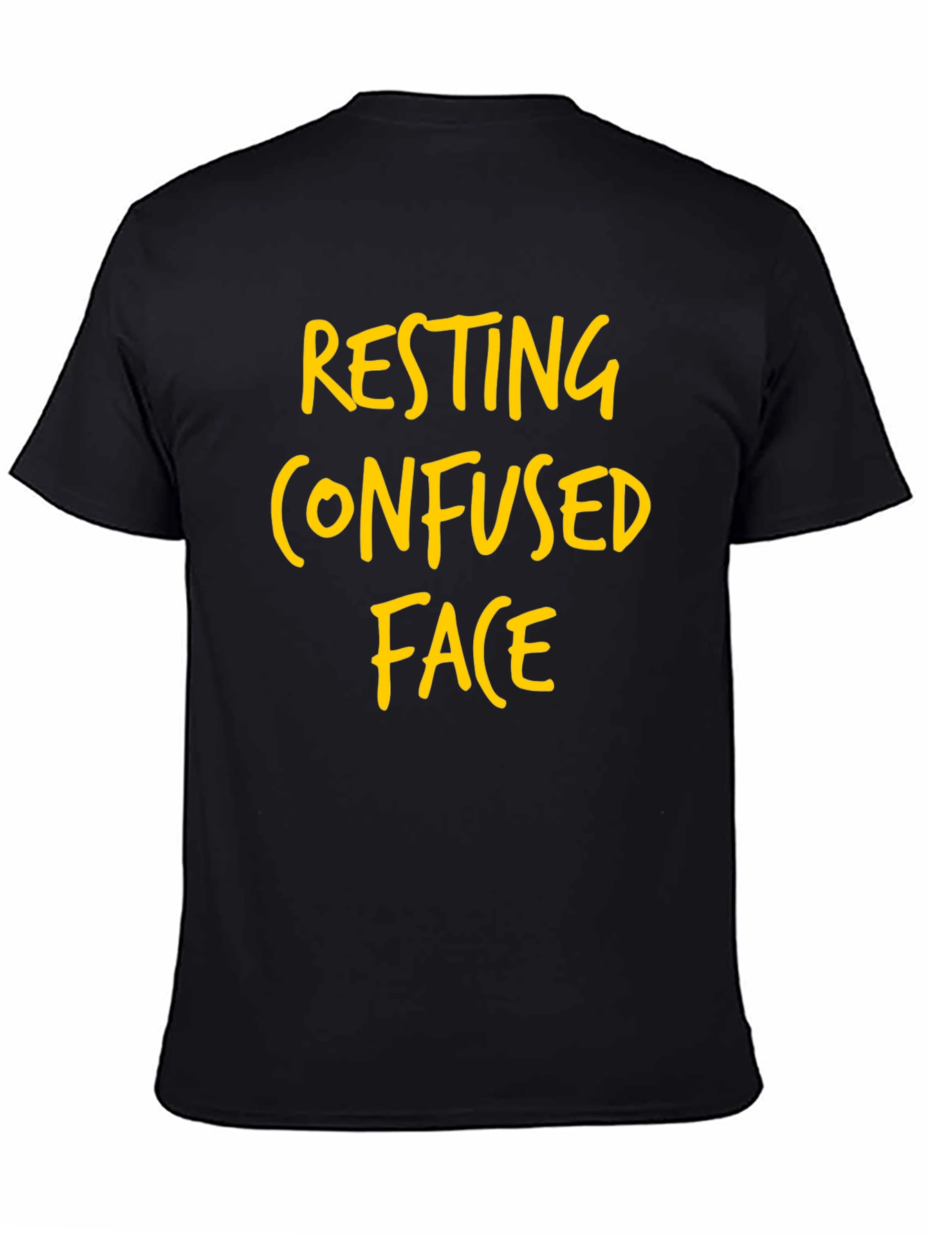 Resting Confused Face Graphic Tee - Black Cotton T-Shirt