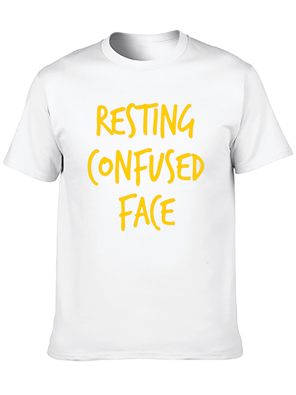 Resting Confused Face Graphic Tee - Black Cotton T-Shirt