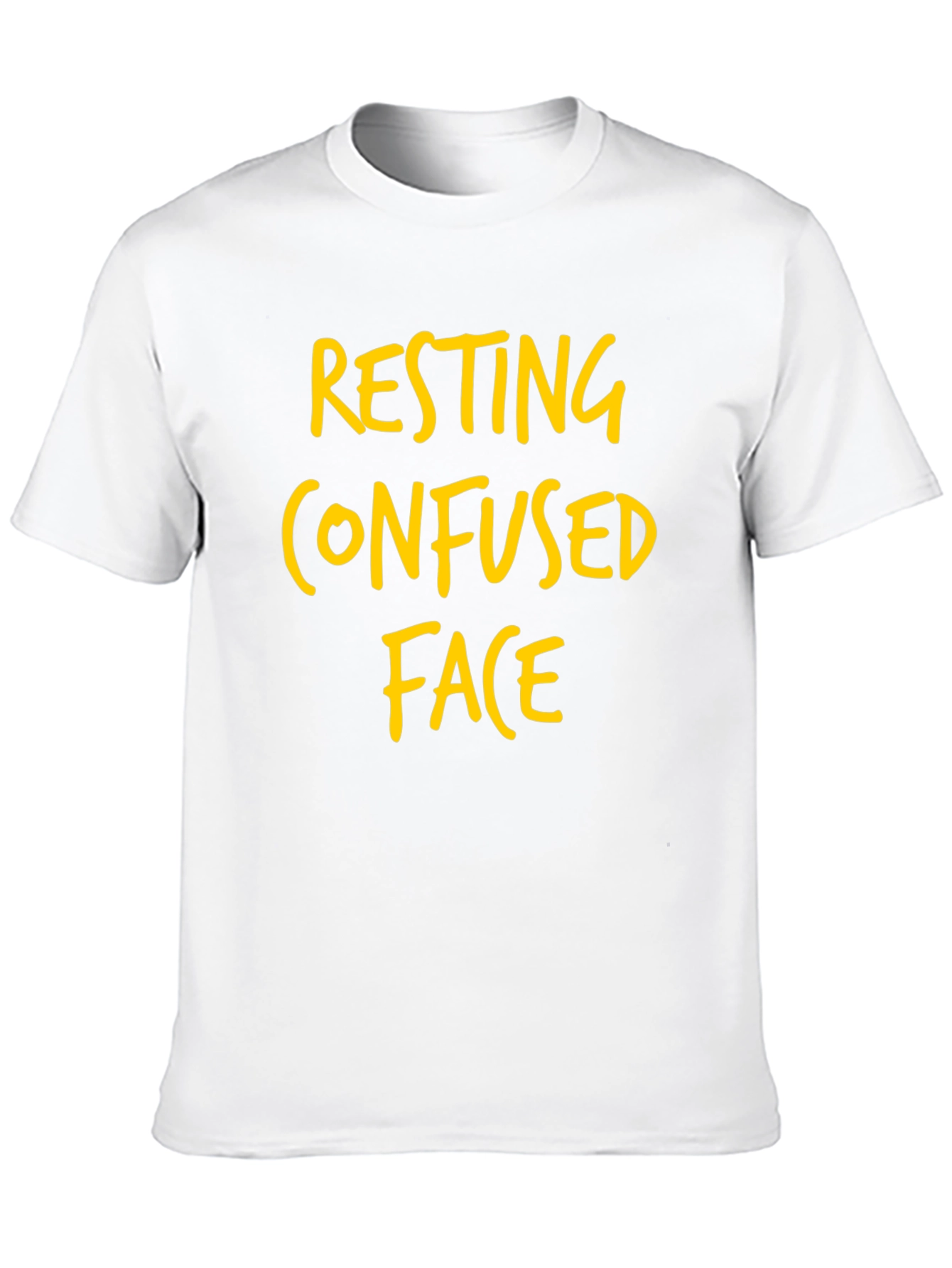 Resting Confused Face Graphic Tee - Black Cotton T-Shirt