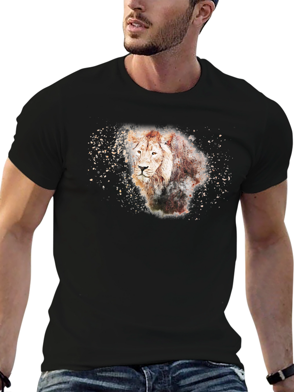 Lion Graphic T-Shirt - Black Cotton Tee