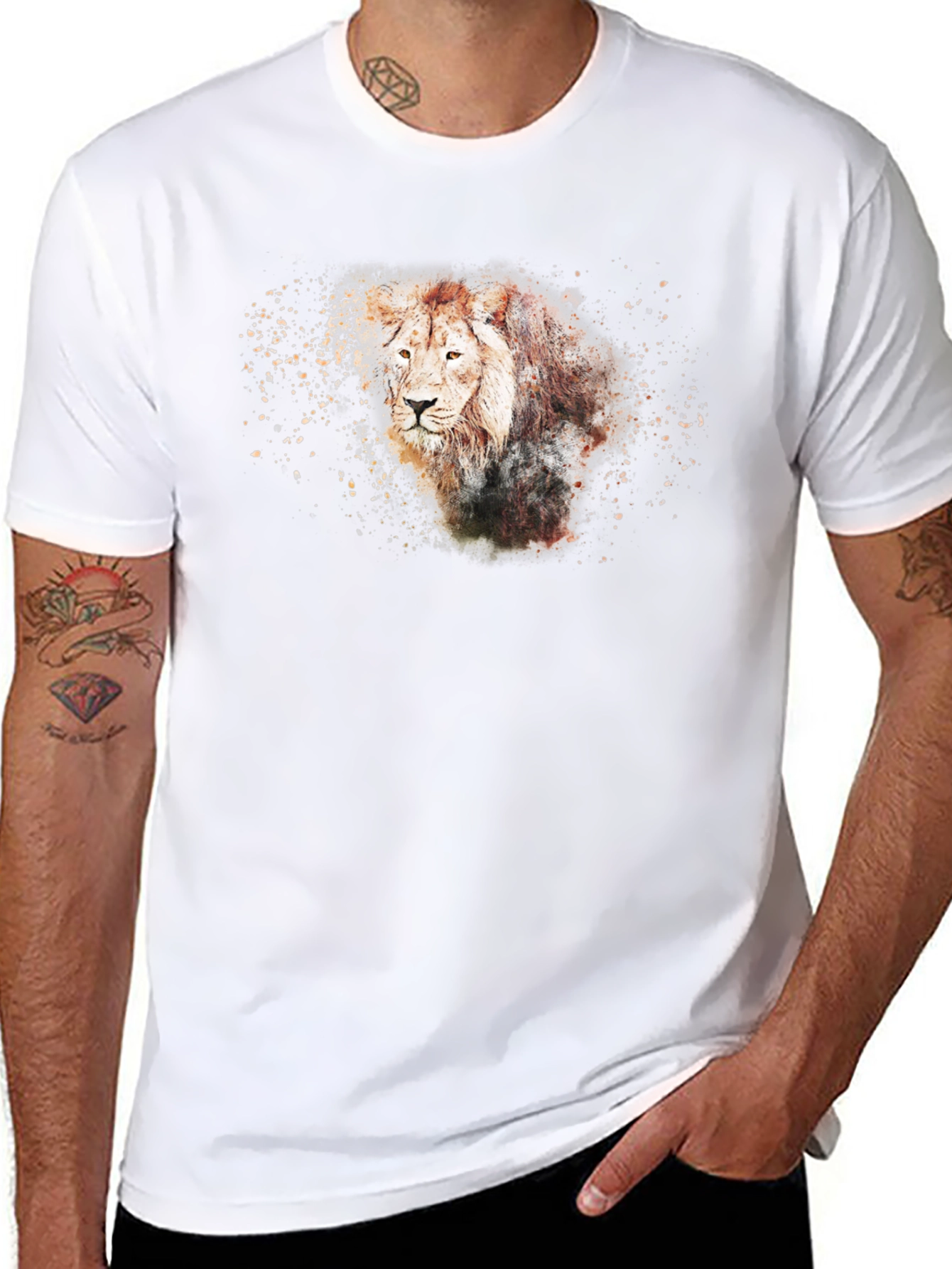 Lion Graphic T-Shirt - Black Cotton Tee