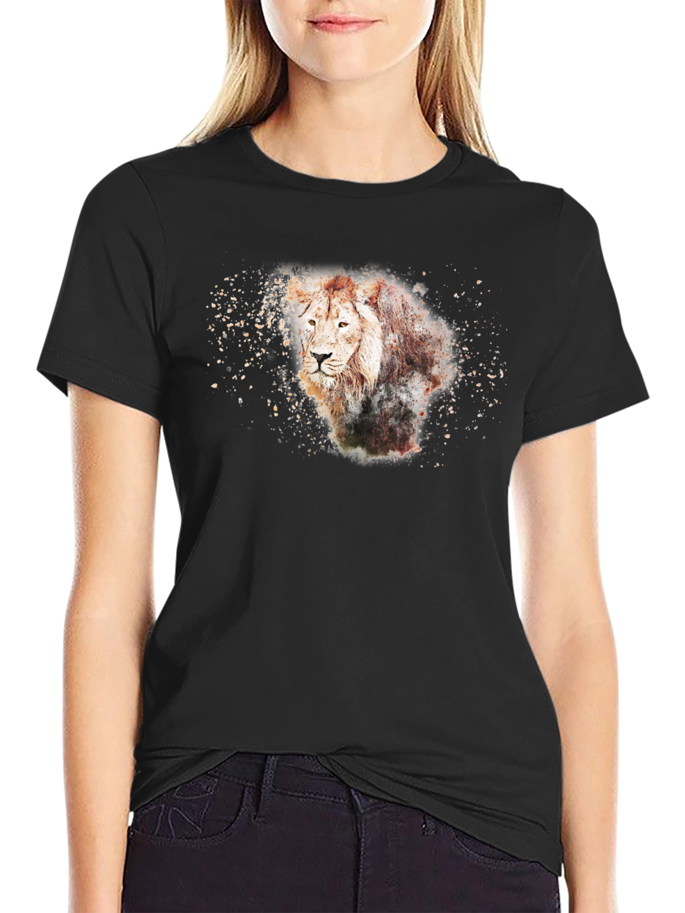 Lion Graphic T-Shirt - Black Cotton Tee