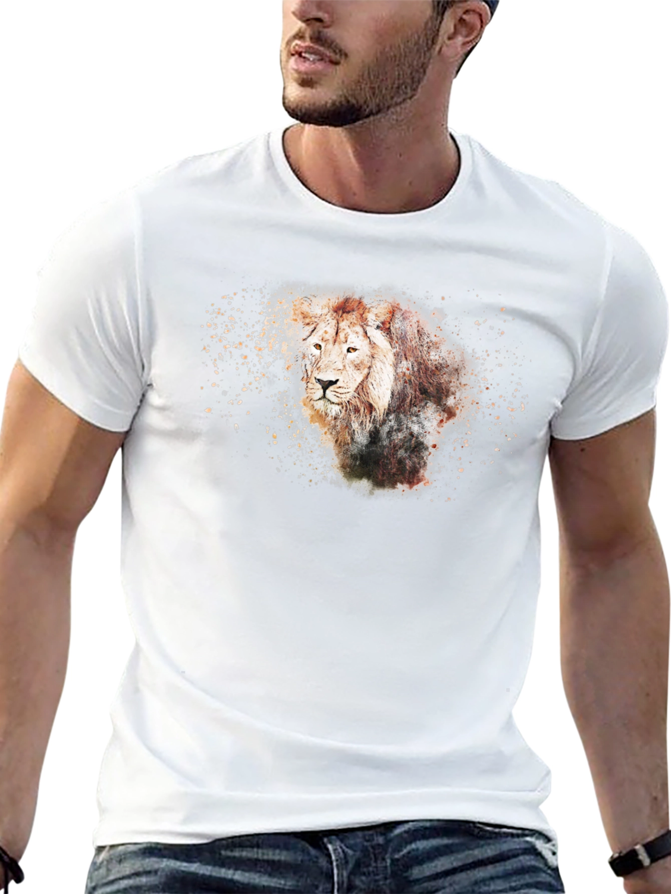 Lion Graphic T-Shirt - Black Cotton Tee