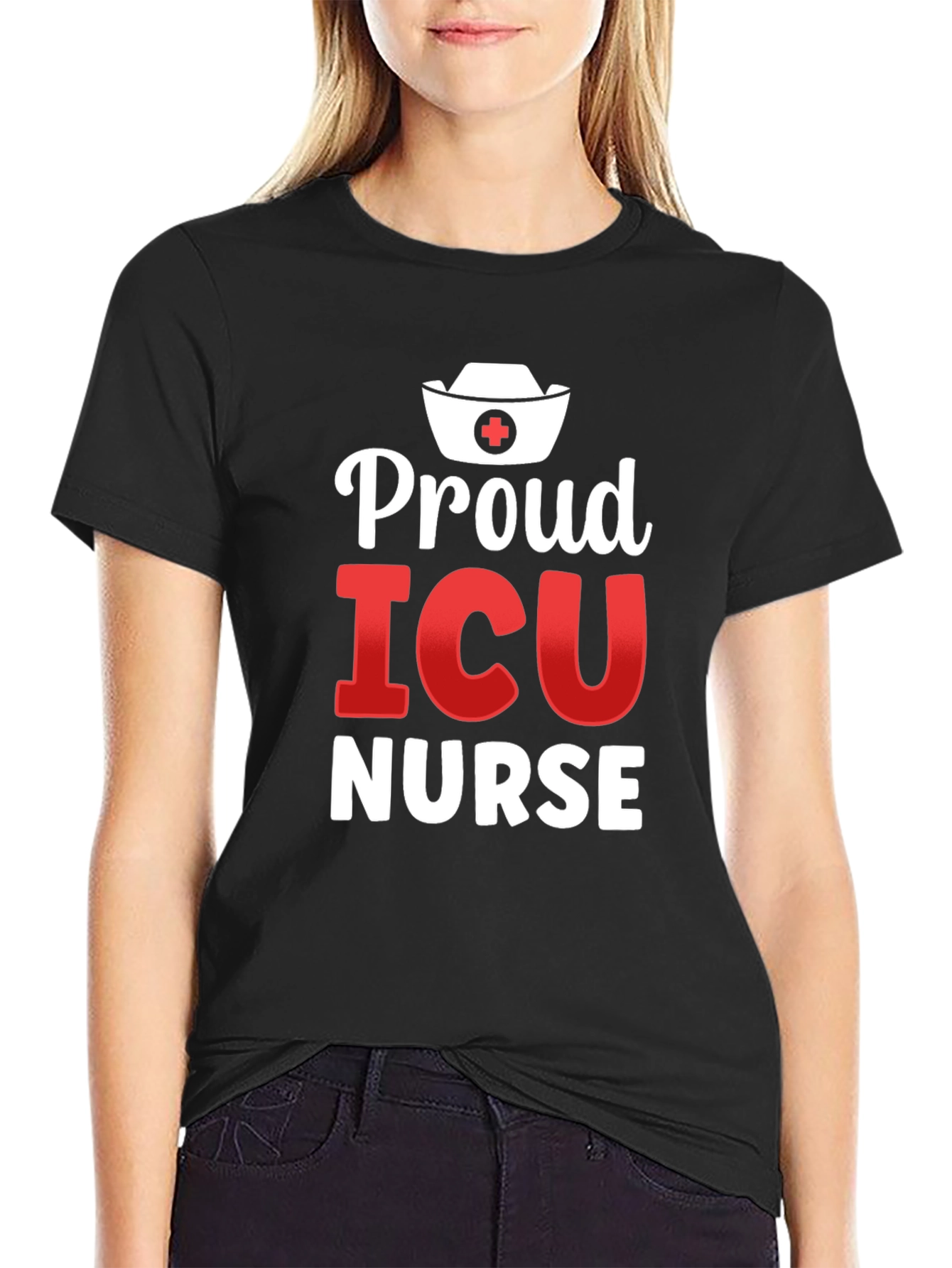 Proud ICU Nurse Graphic T-Shirt - Black