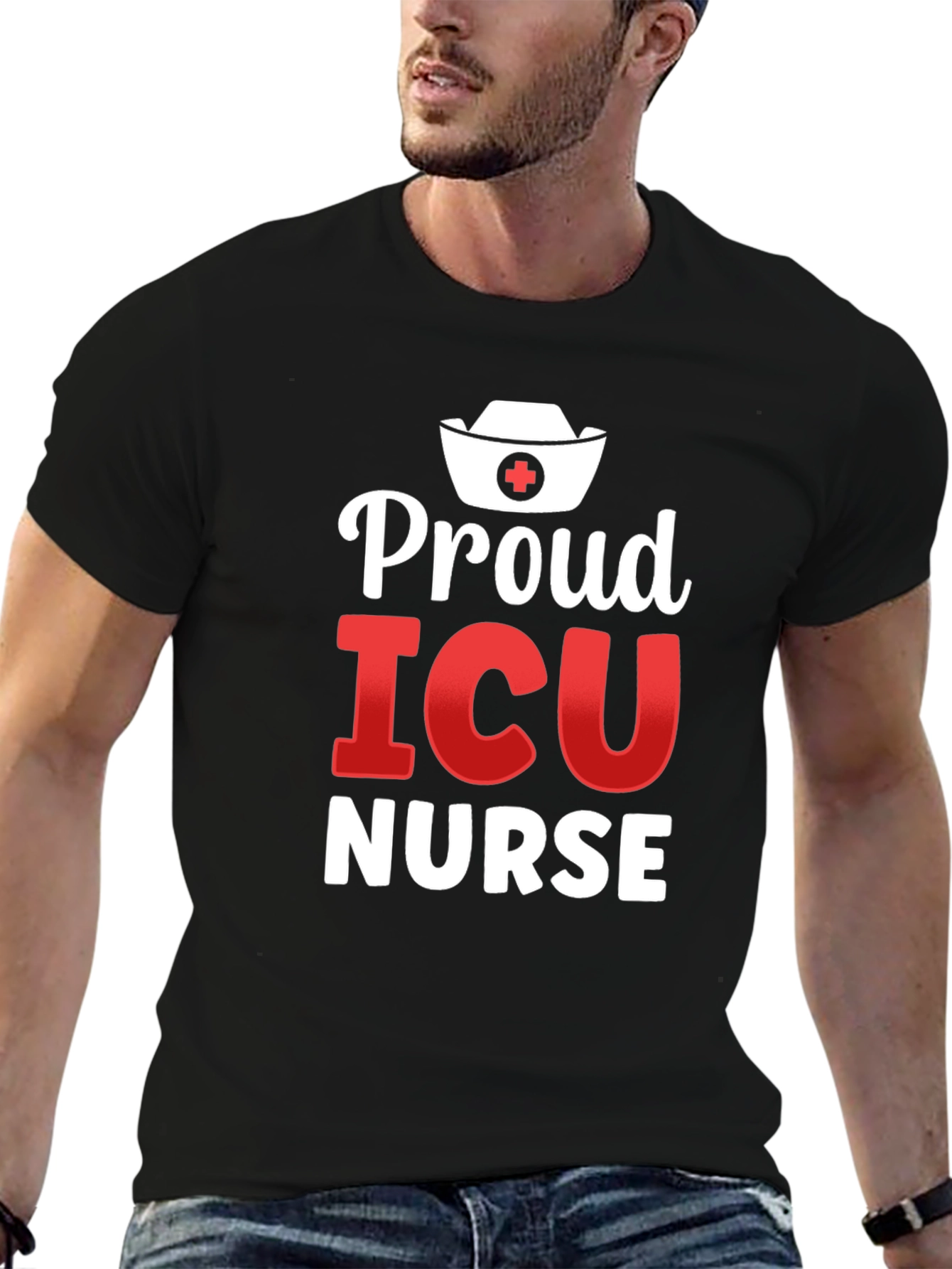 Proud ICU Nurse Graphic T-Shirt - Black