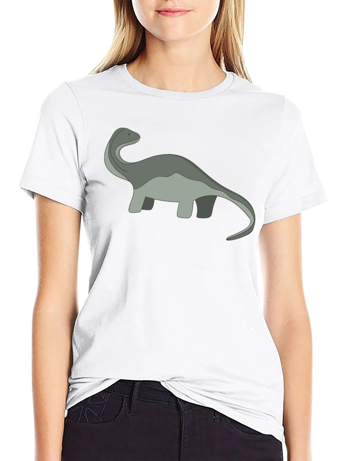 Cartoon Dinosaur Graphic Tee - Black