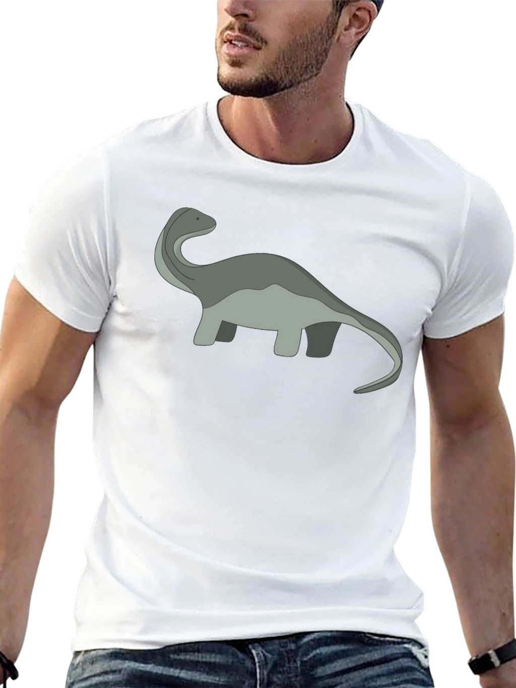 Cartoon Dinosaur Graphic Tee - Black
