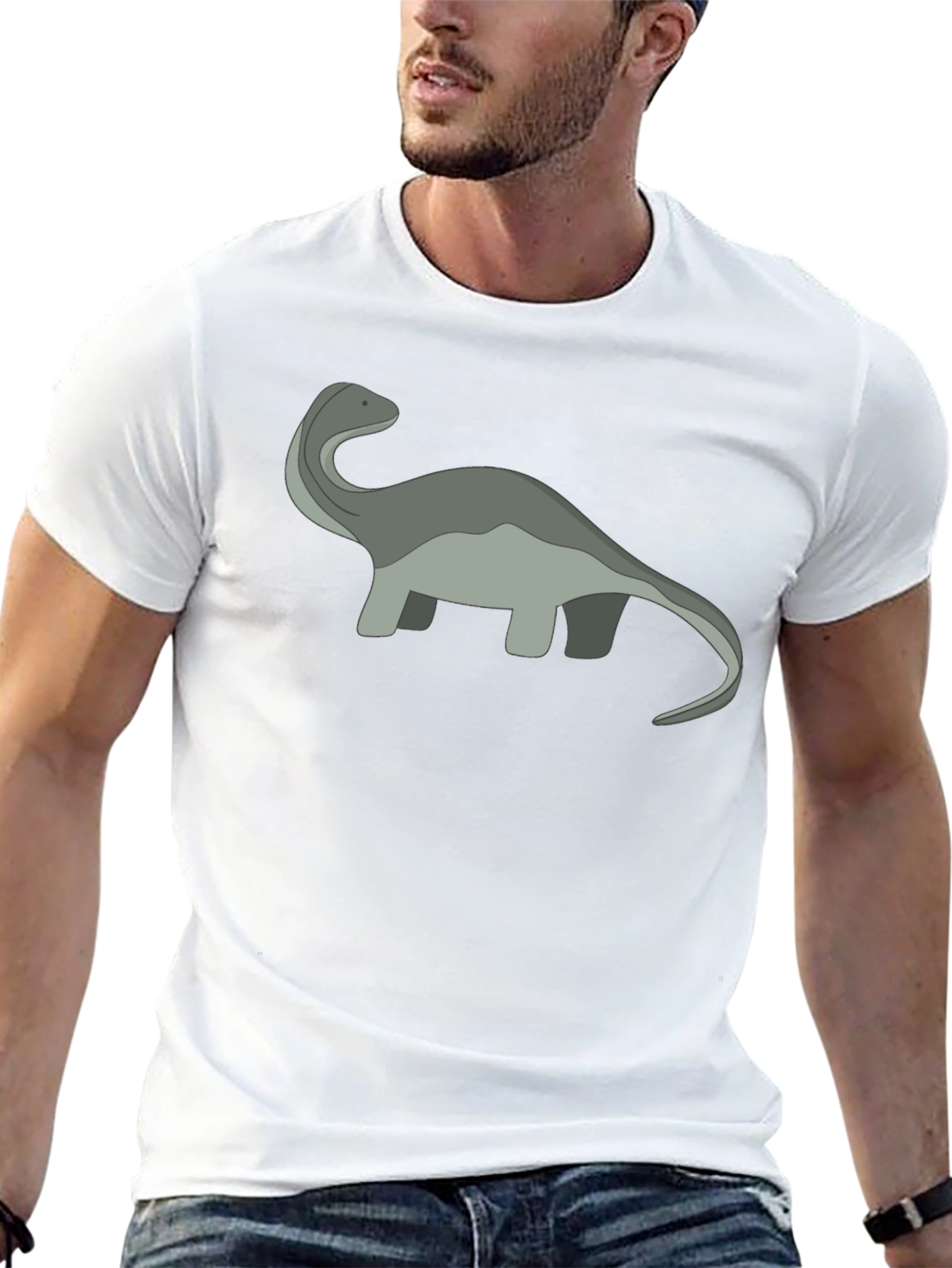 Cartoon Dinosaur Graphic Tee - Black